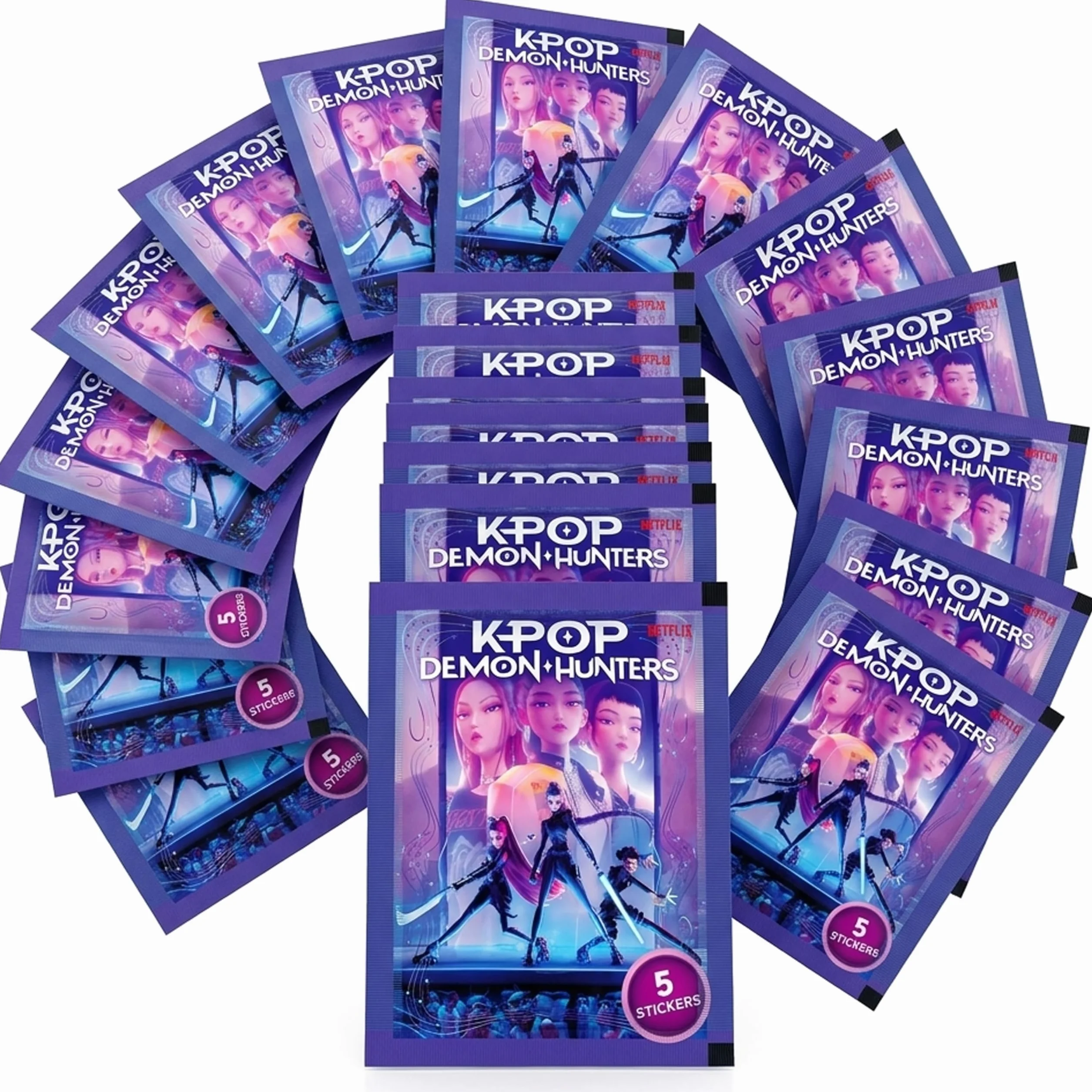 KPop Demon Hunters 20 Pacchetti di Figurine, 100 Stickers Ufficiali