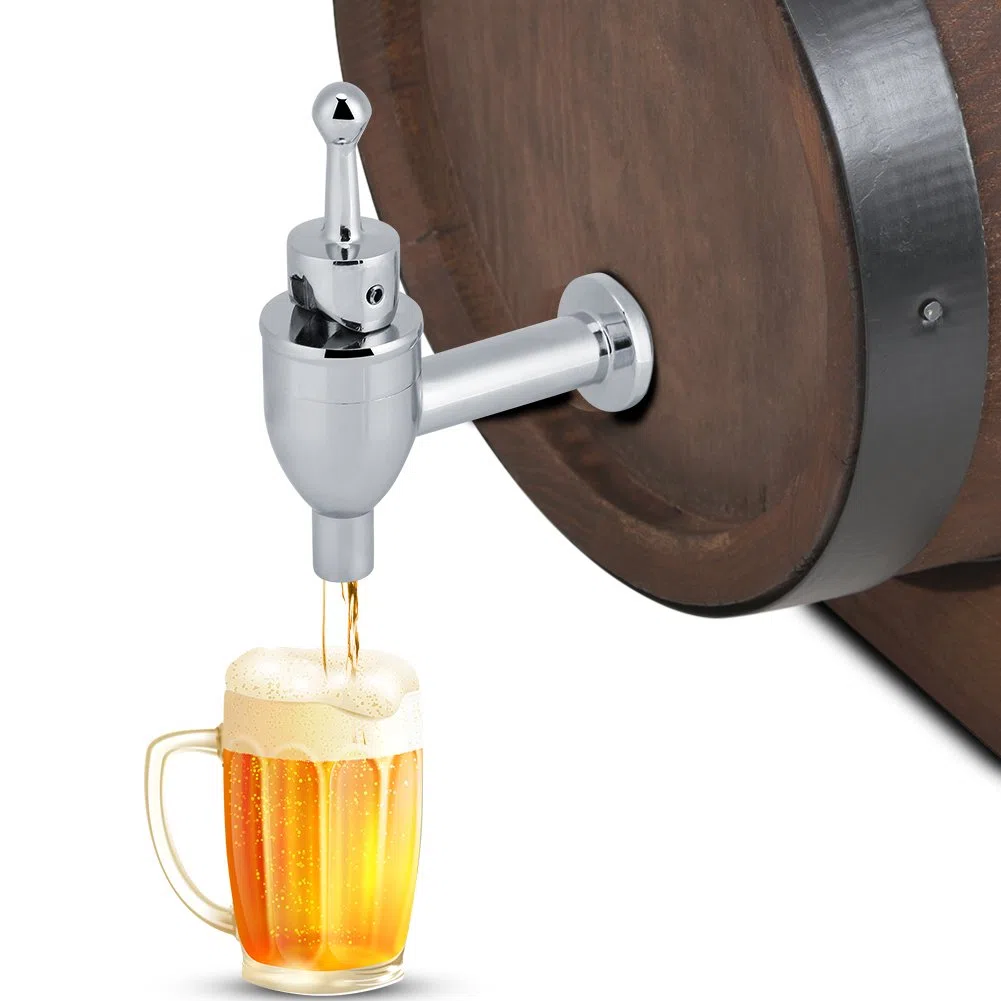 Fdit Vino Birra Rubinetto, Rubinetto di Ricambio per Erogatore di Bevande Succhi Botte di Vino per Uso Domestico e Feste (Chrome 12mm)