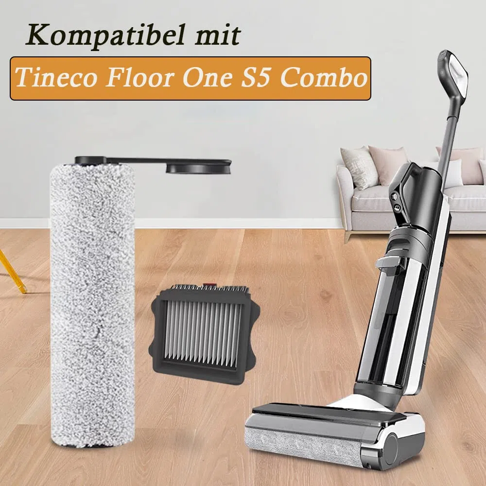 Ricambi per Tineco Floor One S5 Combo Aspirapolvere Lavapavimenti Cordless Senza Fili, 2 Filtri di Ricambio, 2 Spazzole a Rullo, Accessori per Aspirapolvere a Umido e a Secco Tineco