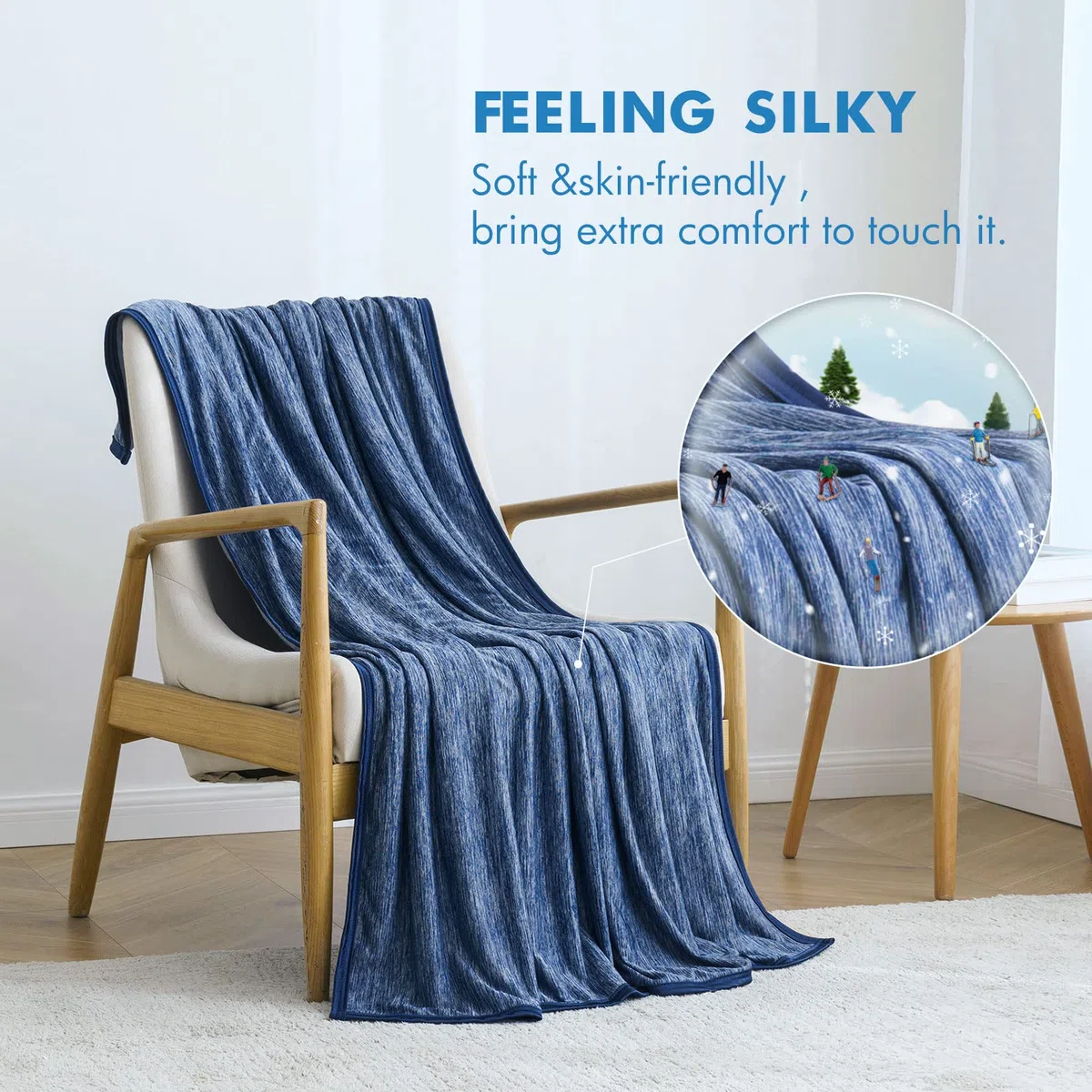 MIULEE Coperta Estiva con Fibra di Raffreddamento Giapponese Arc-Chill Q-Max 0.4 Fresca Morbido Coperta Letto Fresco Entrambi Lati Super Morbido Traspirante 150CMX200CM Blu