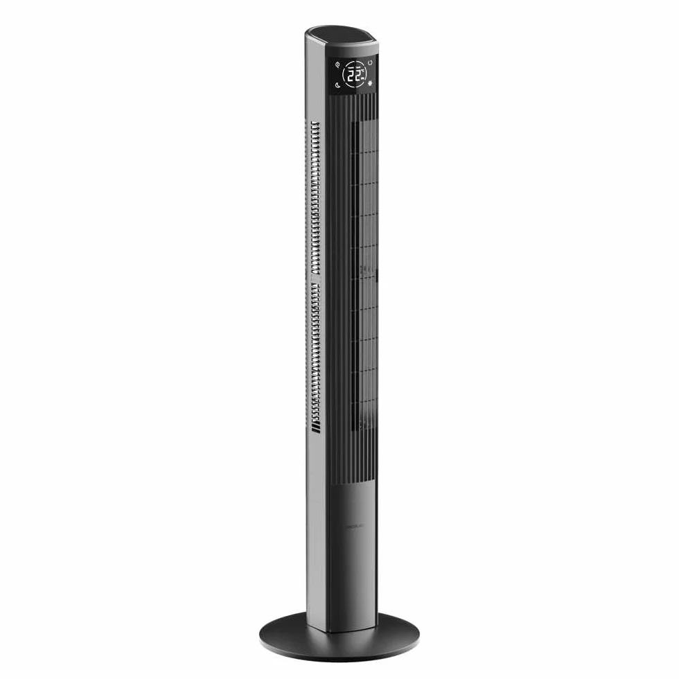 Cecotec - Ventilatore a torre EnergySilence 9090 Skyline Ionic da 119 cm, 45 W, ionizzatore, schermo LED touch, telecomando, 3 modalità e velocità, timer 12 ore, oscillazione 70º,Altezza 47",Grigio