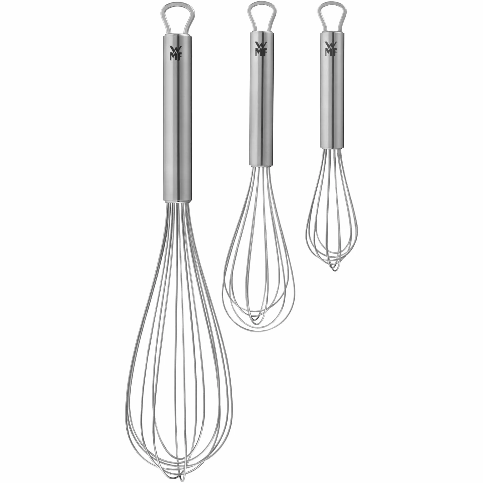 WMF Profi Plus - Set di 3 Fruste in Acciaio Inox Parzialmente Smerigliato, Frusta, Lavabile in Lavastoviglie