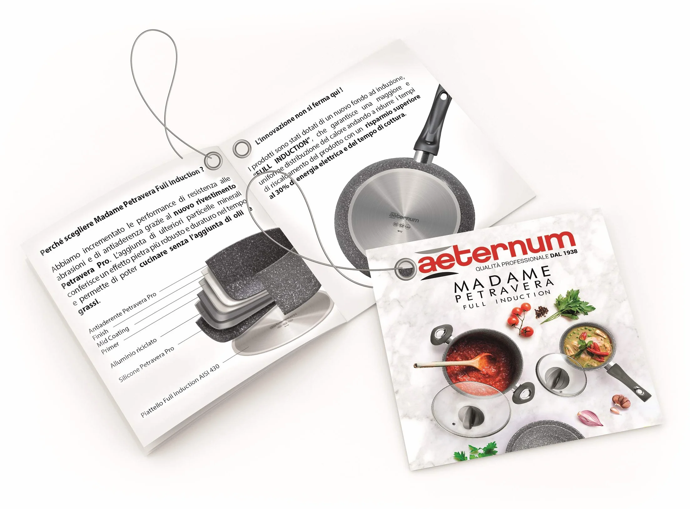 Aeternum, Madame Petravera 3.0, Pentola Antiaderente, Ideale per Induzione, Diametro 20 cm, Full Induction, Grigio