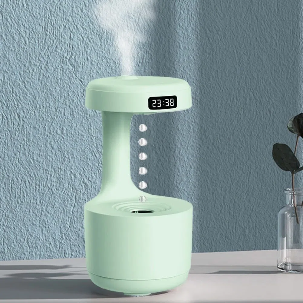 Umidificatore antigravità da 800 ml con diffusore di oli essenziali, ricaricabile tramite USB, per camera da letto, ufficio, auto, verde
