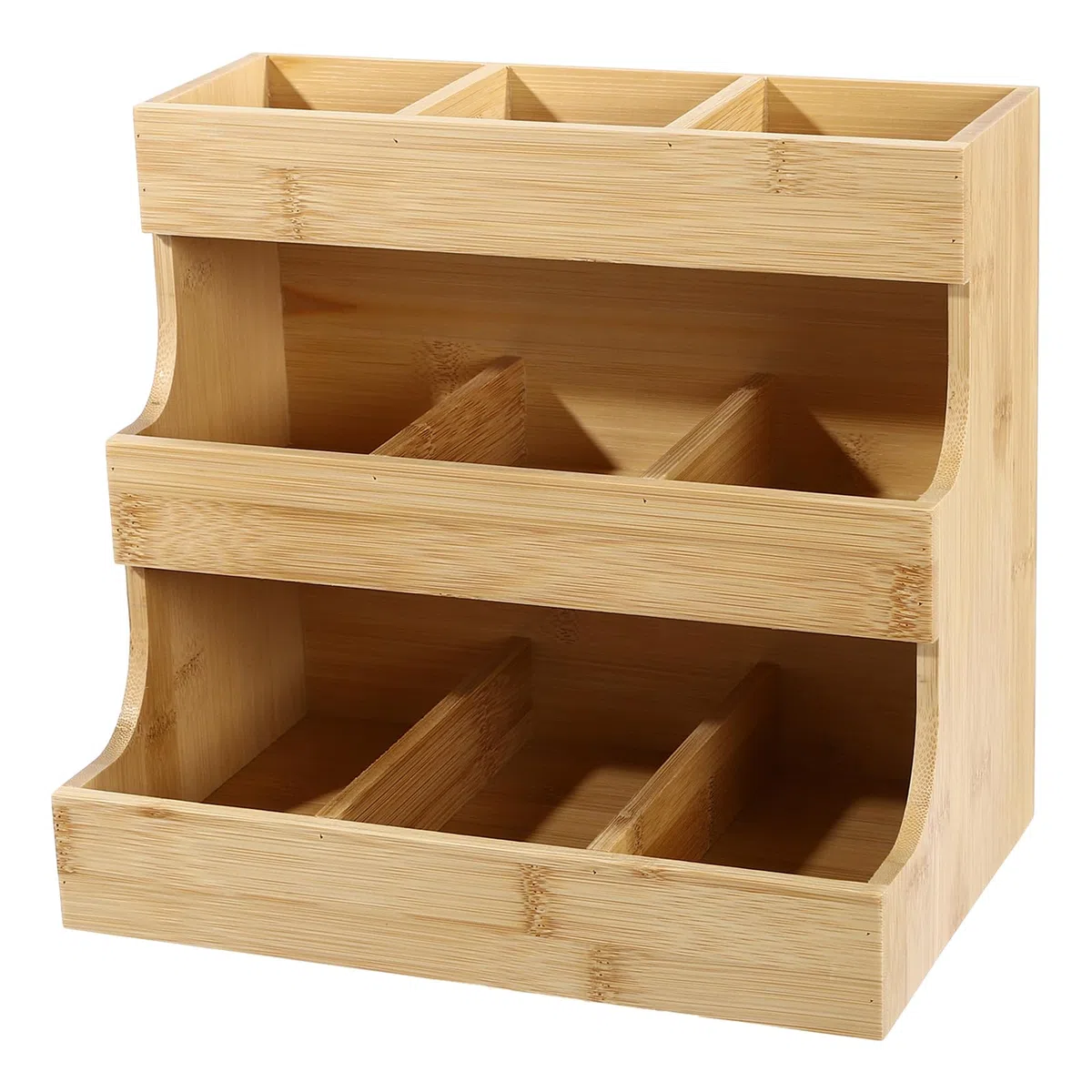 Organizer per bustine da tè, in bambù, con 3 livelli, per 9 scomparti, per caffè e bustine da tè, organizzatore per casa, ufficio, caffetteria o sala da tè