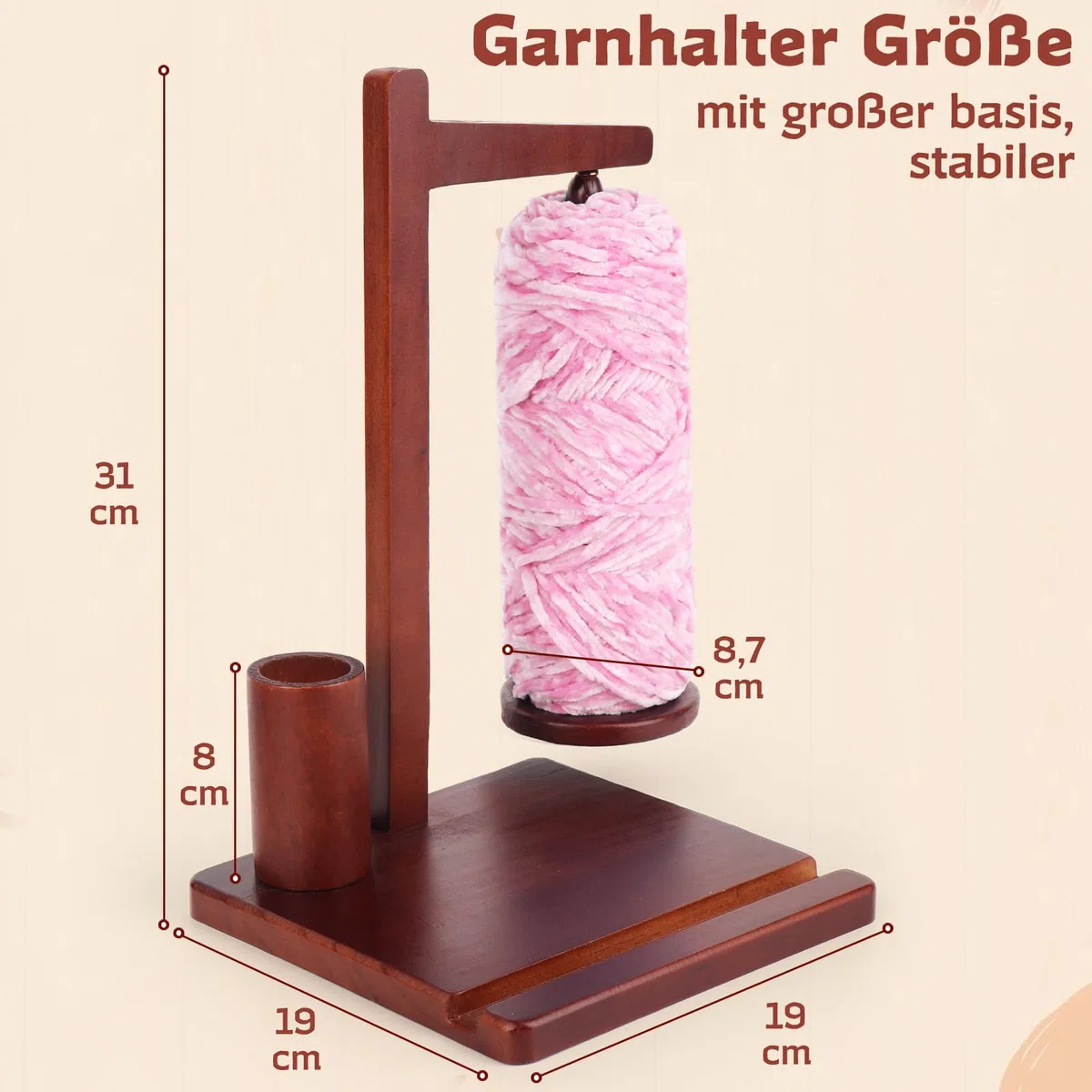 Coopay Garnhalter per l'uncinetto, svolgitore multifunzionale in legno, porta filo per uncinetto, grande porta lana per l'uncinetto e il lavoro a maglia, porta lana magnetico con contenitore e