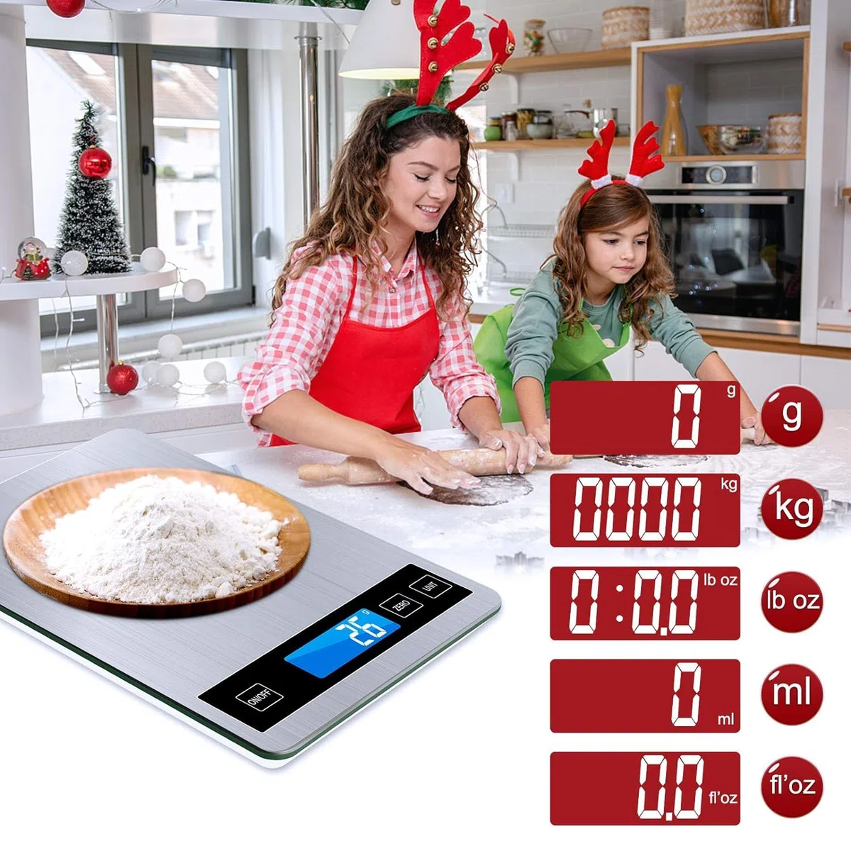 Bilancia da cucina, 33lb/15kg Bilancia da cucina digitale con display LCD+acciaio inox+vetro temperato, precisione fino a 1g - g/kg/lb:oz/ml/fl'oz - TYPE-C o Batteria(nessuna batteria inclusa)