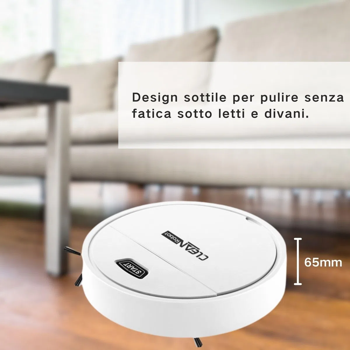 Robot Pulitore e Aspirapolvere, Robot Aspirapolvere Lavapavimenti, Robottino Aspira e Lava Pavimenti, Rilevamento Ostacoli, Adatto per Tappeti e Pavimenti in Legno, Bianco