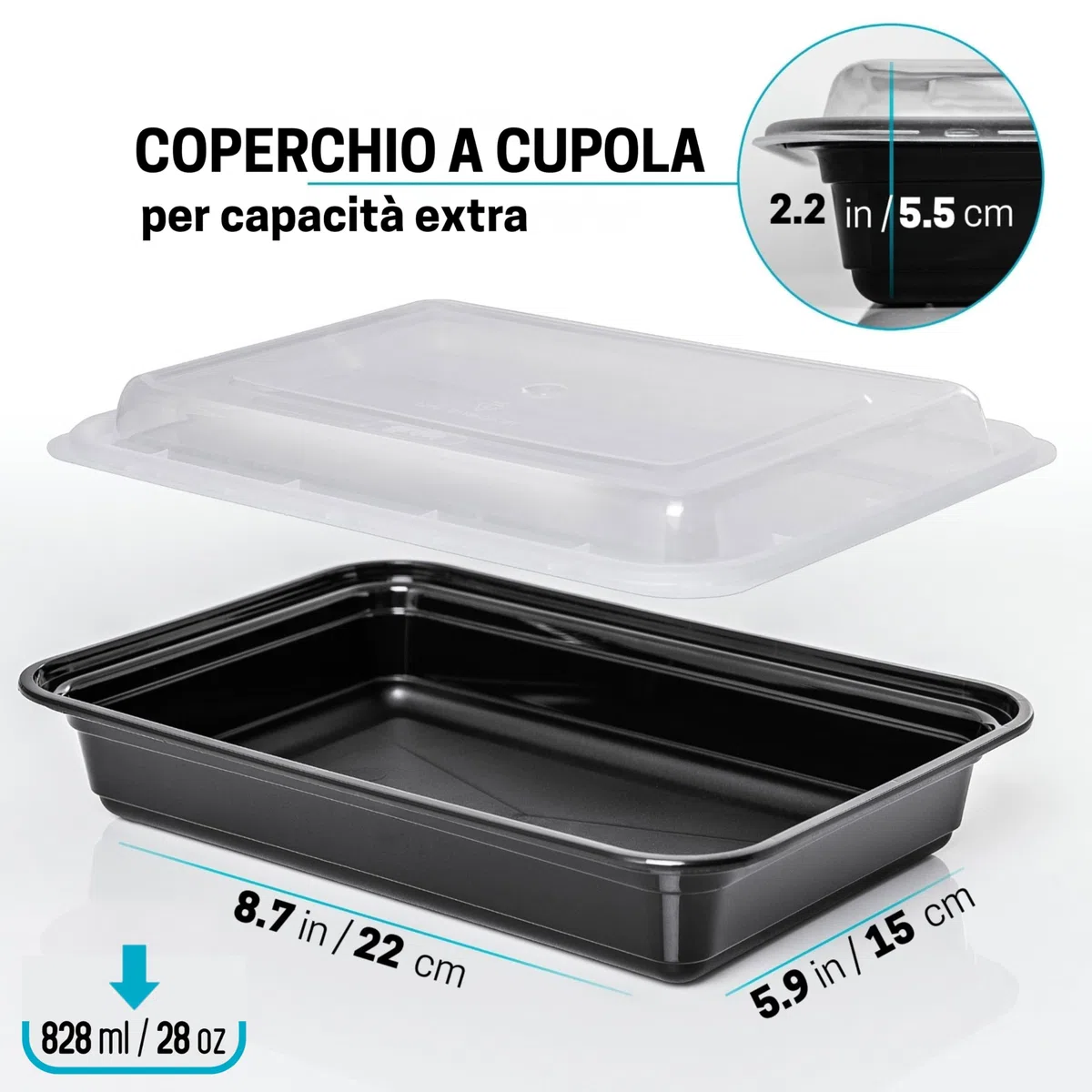Igluu Meal Prep Contenitori per Alimenti in Plastica Riutilizzabili con Coperchi (Set da 10) – Impilabili, Microonde, Freezer e Lavastoviglie – 828 ml – 1 Scomparto – Senza BPA