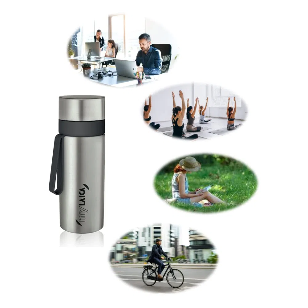 Bottiglia Filtro Acqua LAICA, myLAICA Caraffa Filtrante in Acciaio Inox - Include 1 Cartuccia Filtro Acqua FAST DISC 30 Giorni, per Acqua dal Gusto Ottimo
