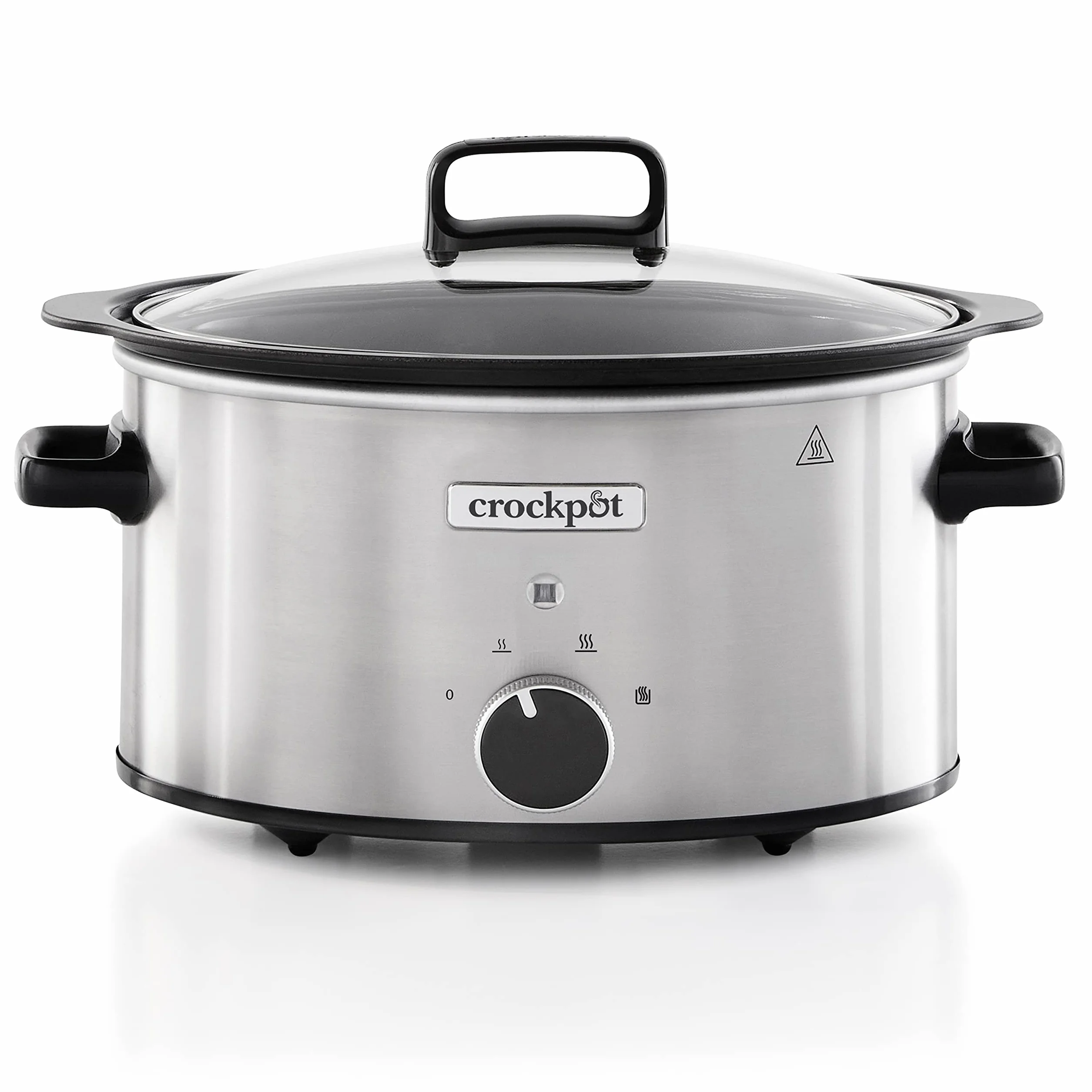 Crock-pot Pentola per Cottura Lenta, Slow Cooker, 3.5 Lt, fino a 4 Persone, Sizzle&Stew, Pentola interna in alluminio per rosolare sul fuoco, 2 Impostazioni Cottura e Funzione Warm, 210W max, Argento