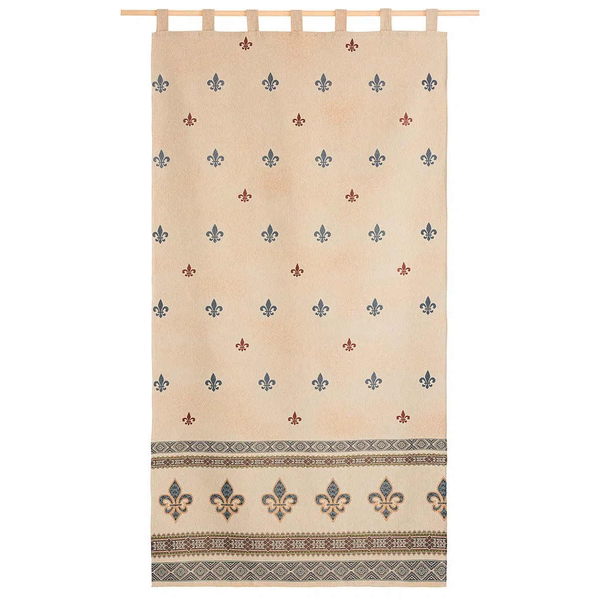 Tenda alpujarreña con passanti FLOR DE LIS N. 52 da 140 x 260 cm, tessuto jacquard, di facile manutenzione e resistente. Con passanti. Design rustico. Tenda per porta esterna