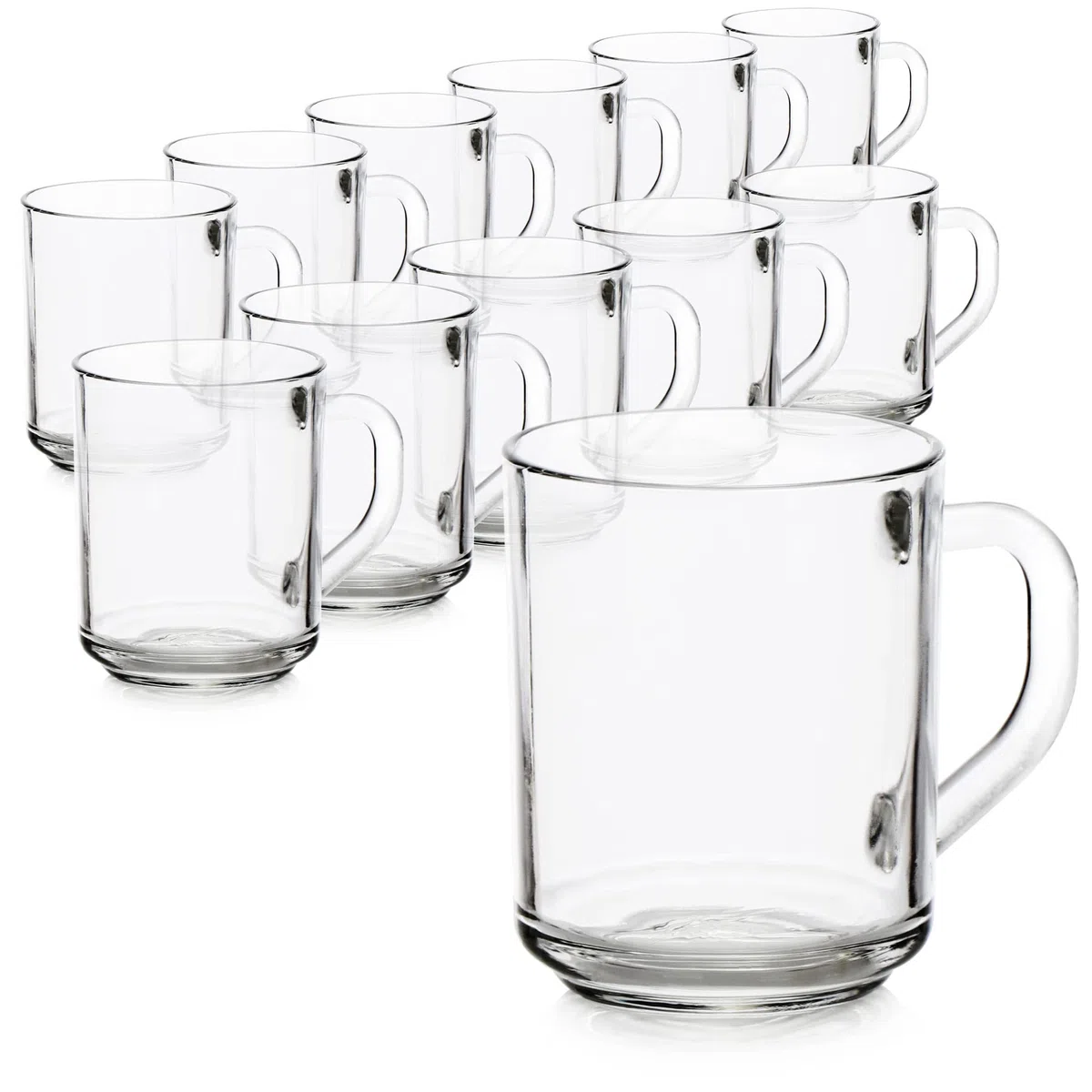 com-four® 12x Bicchiere da tè - Tazze con manico per tè e caffè - Ideale per bevande calde, cacao, latte macchiato e cappuccino (12 pezzi - 240ml)