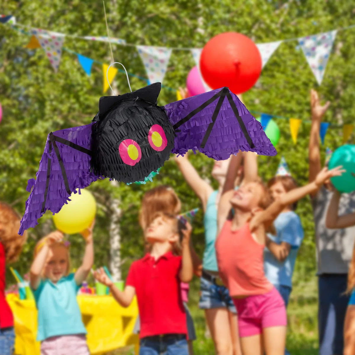Relaxdays Pignatta a Forma di Pipistrello, da Appendere, Bambini e Adulti, da Riempire, per Halloween & Compleanni, nera