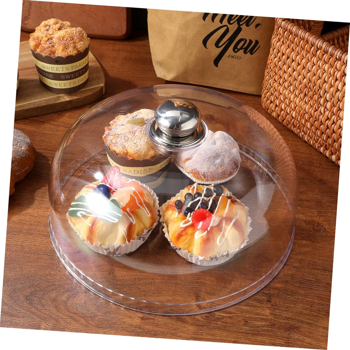 Cabilock Copertura Trasparente da 25x10 Cm per Torta in Plastica Copertura Alimentare Cupola Protettiva Pratico Copri Torta per Alimenti per Snack e Dessert per Casa e Ristorazione