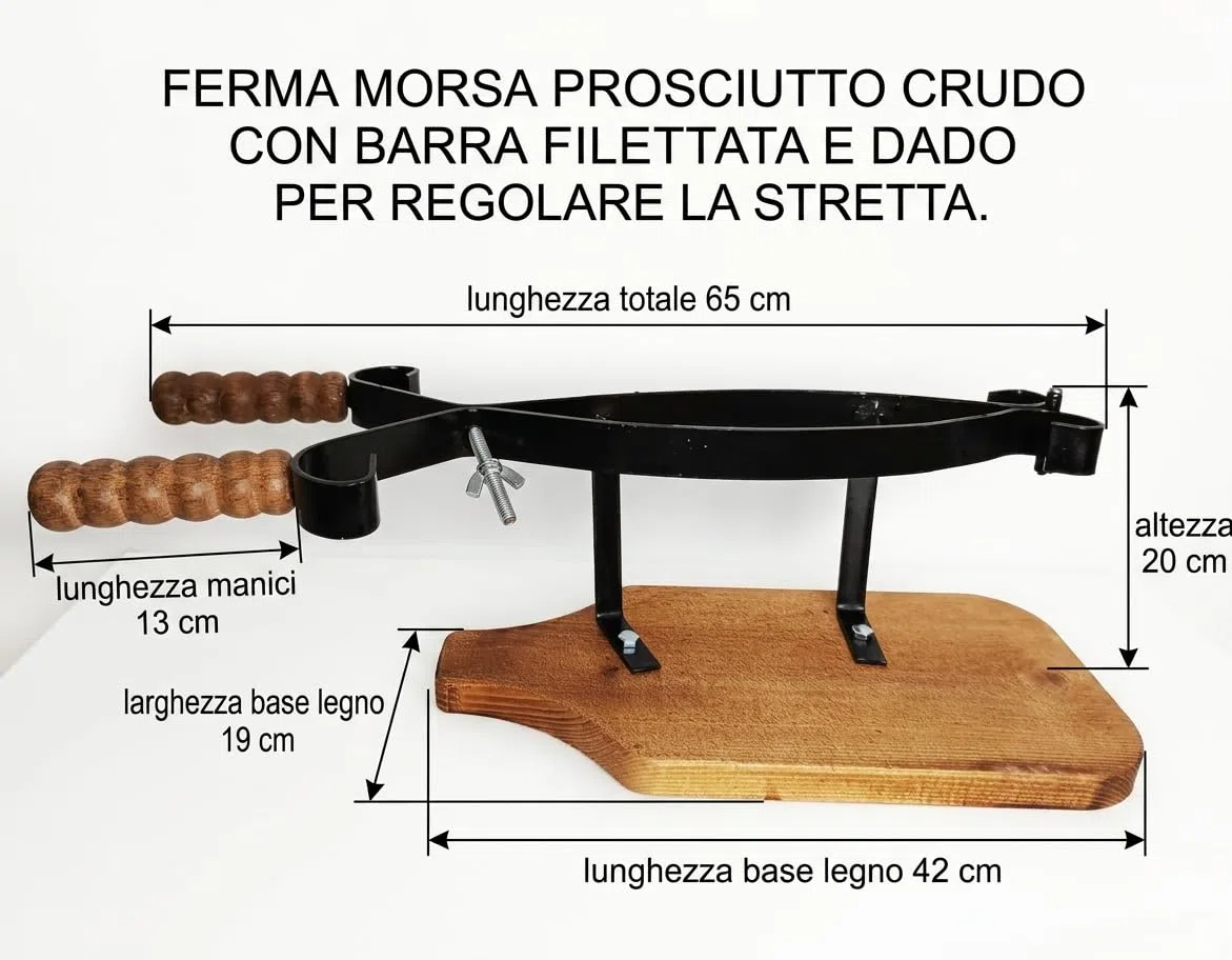 Fermaprosciutto PORTAPROSCIUTTO con Cerniera e Base in Legno Made in Umbria LA CASA di Eva