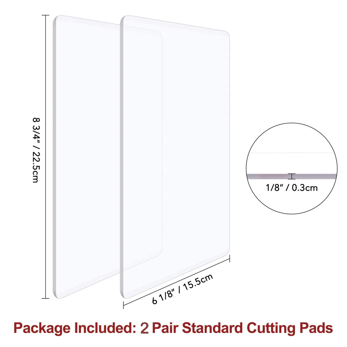 4 pezzi/2 paia di cuscinetti da taglio standard per fustellatrice; piastre da taglio in plastica policarbonato trasparente, piastre da taglio 8 3/4 "x 6 1/8" x 1/8" (22,5 x 15,5 x 0,3 cm)