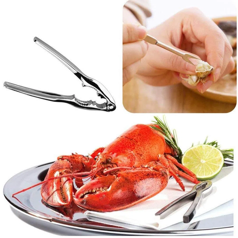 Wakects 9 Utensili per Frutti di Mare, Set di Forchette per Sgusciare Granchio con Manico Ergonomico per Feste in, Ristorante, Apri Gambe per Crostacei in Acciaio Inossidabile (Argento m)
