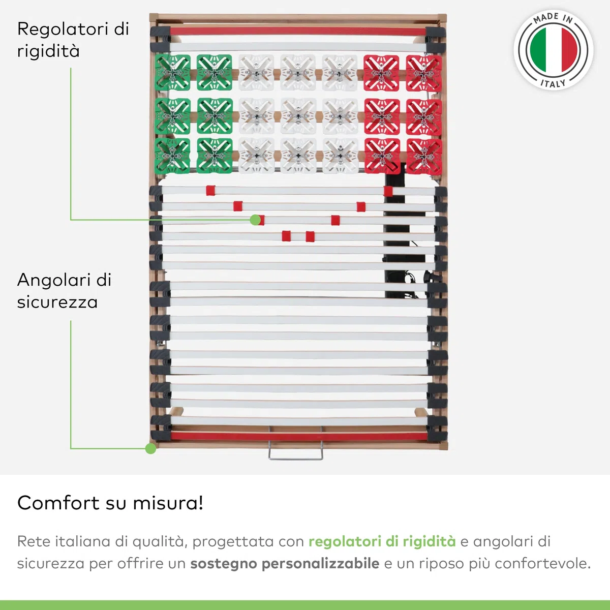 EVERGREENWEB Rete una Piazza e Mezza Elettrica 120x190 con DISPOSITIVO MEDICO Detraibile, Alzata Pieghevole, Doghe in Legno e Piattelli Basculanti, ORTOPEDICA Struttura RINFORZATA, 4 Piedi Smontabili