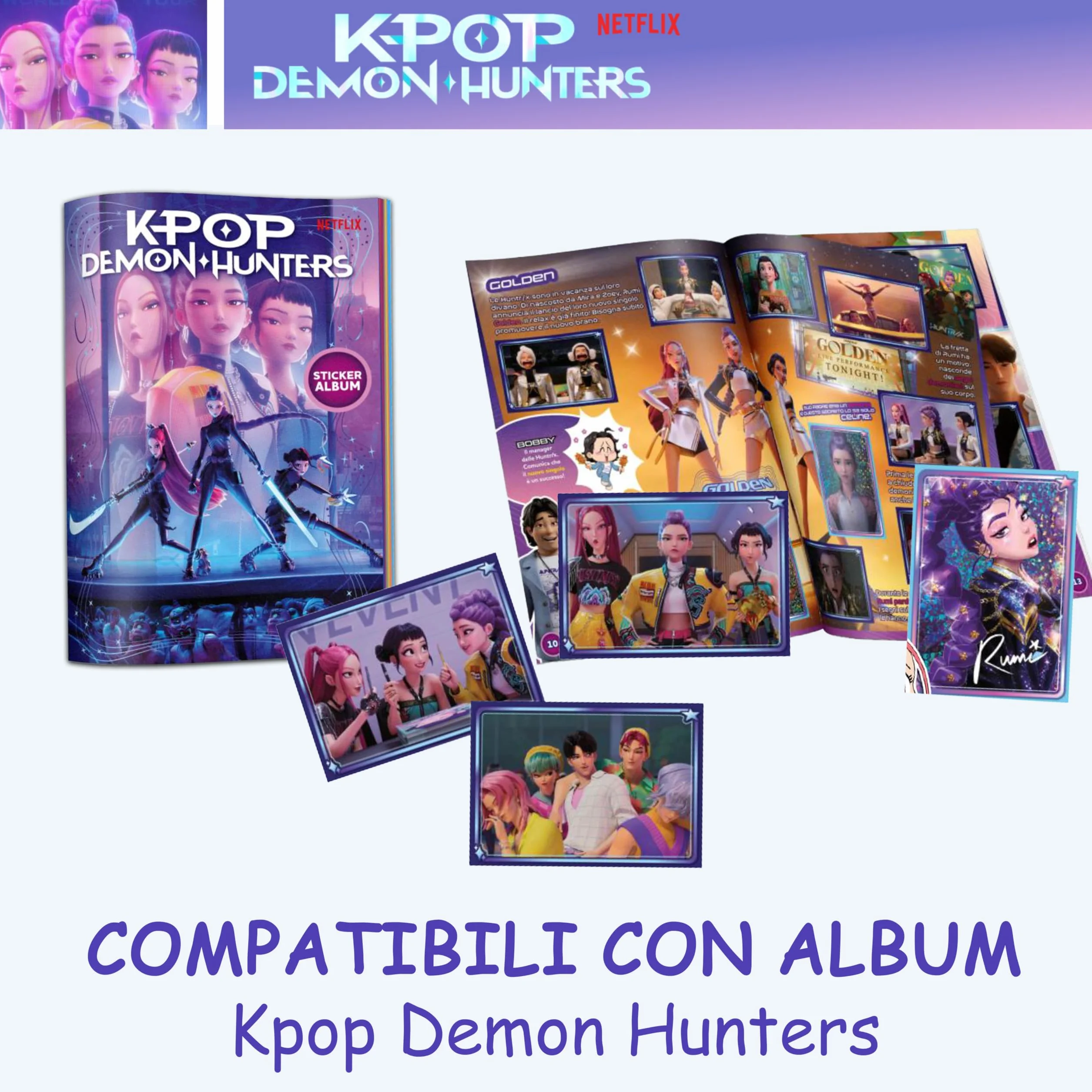 KPop Demon Hunters 20 Pacchetti di Figurine, 100 Stickers Ufficiali