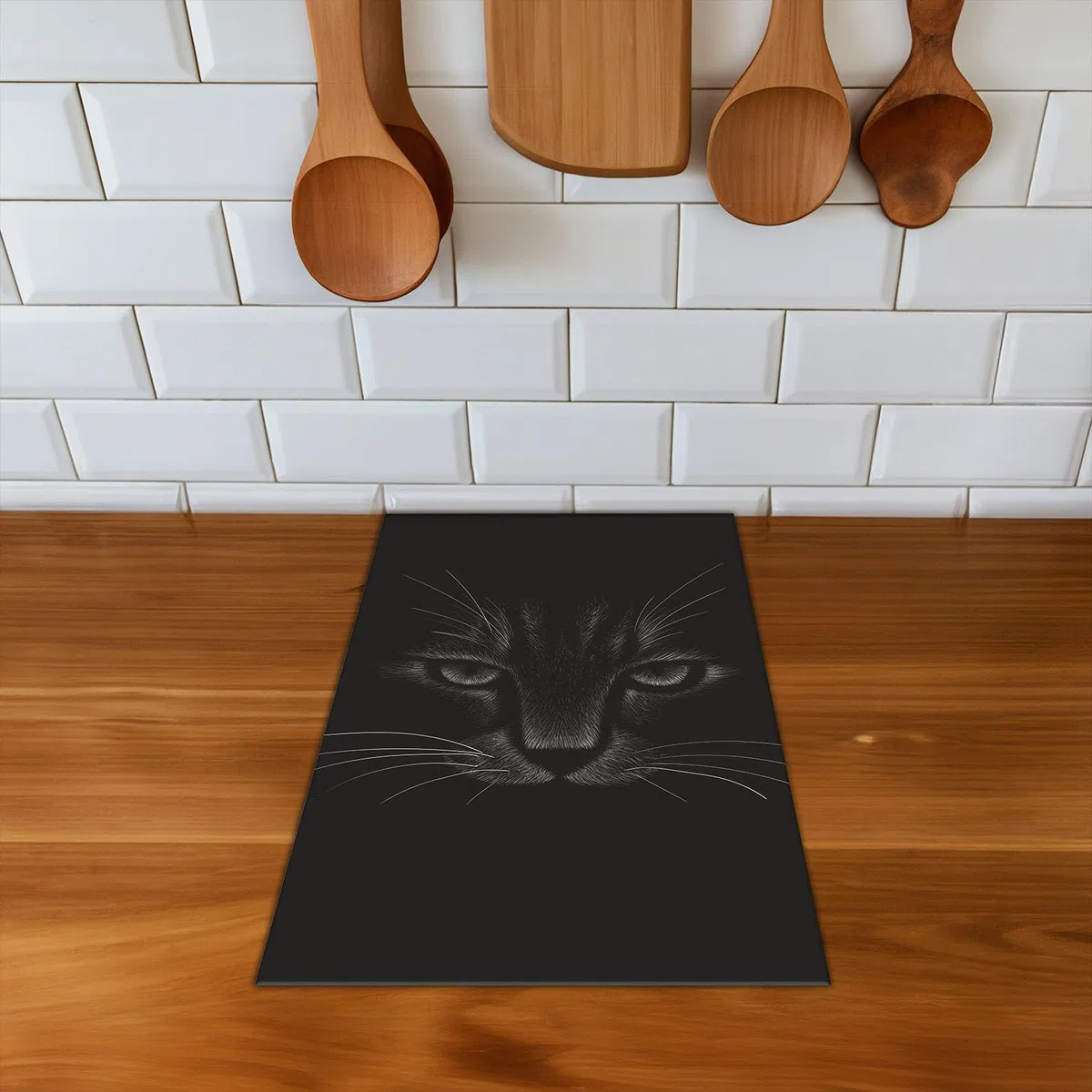 Copertura Tappetino Piano Induzione 30x52 cm Cucina Coprifornelli Protezione per Piano Induzione - nero - gatto