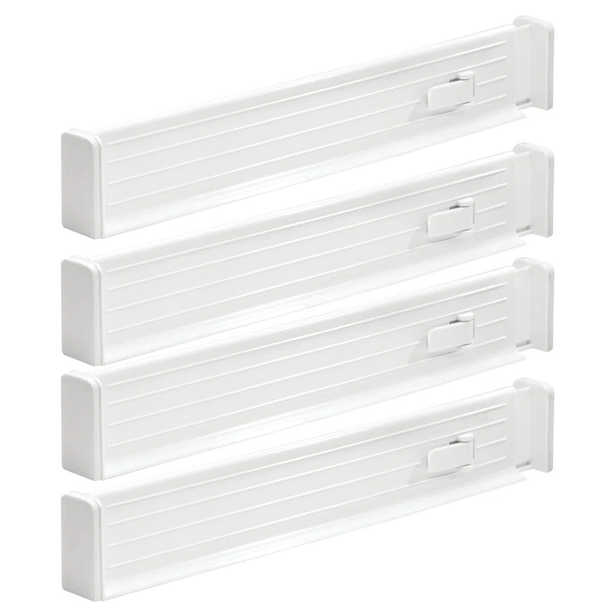 mDesign Set da 4 Pratici divisori per cassetti – Comodi organizer cassetti per biancheria, bagno, cucina – bianco