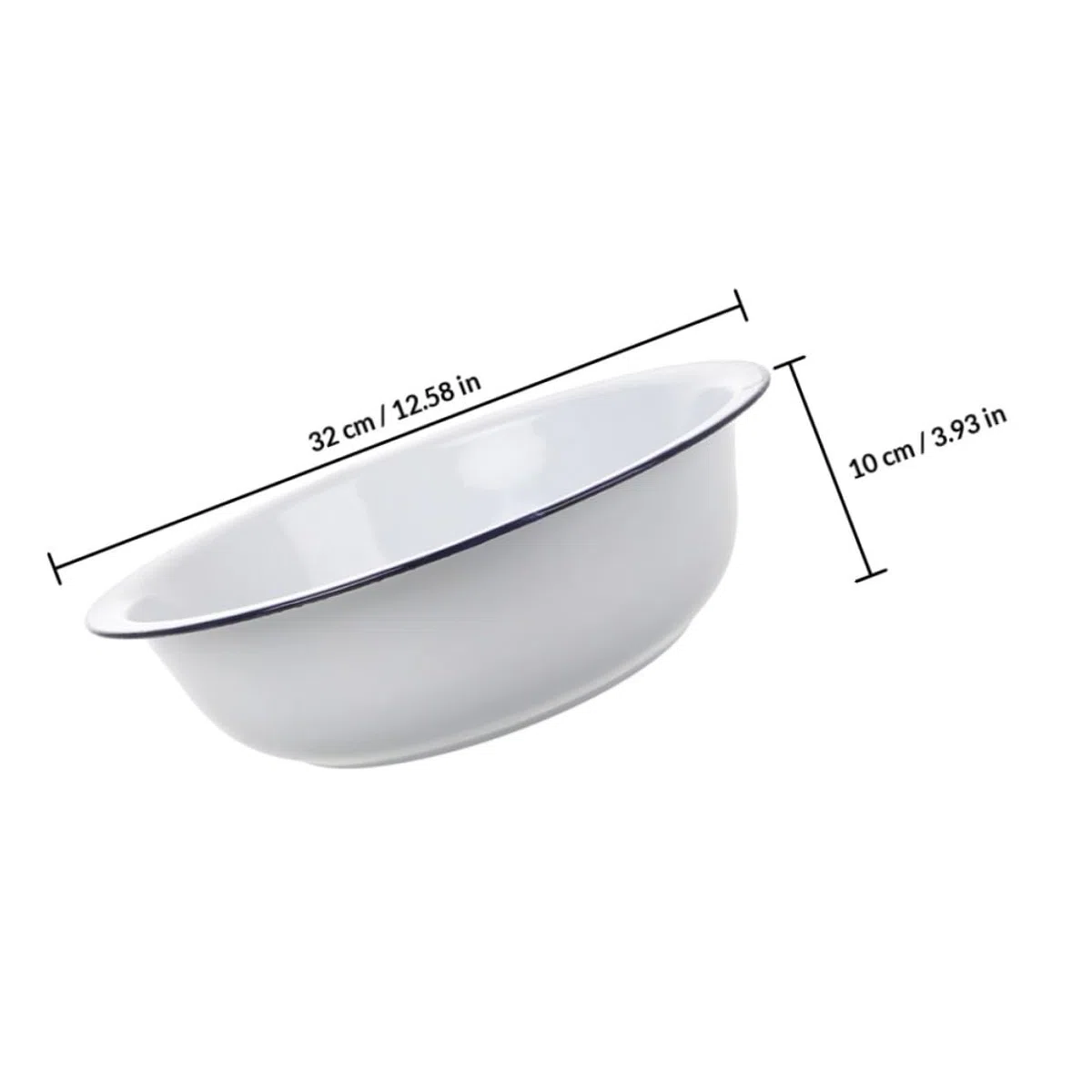 DOITOOL Ciotola Smaltata da Cucina Bianca 32 Cm, Ciotola per Pasta Multiuso in Smalto Spesso, Bacinella per Lavare e Servire, per Preparazione Alimenti e Uso Domestico
