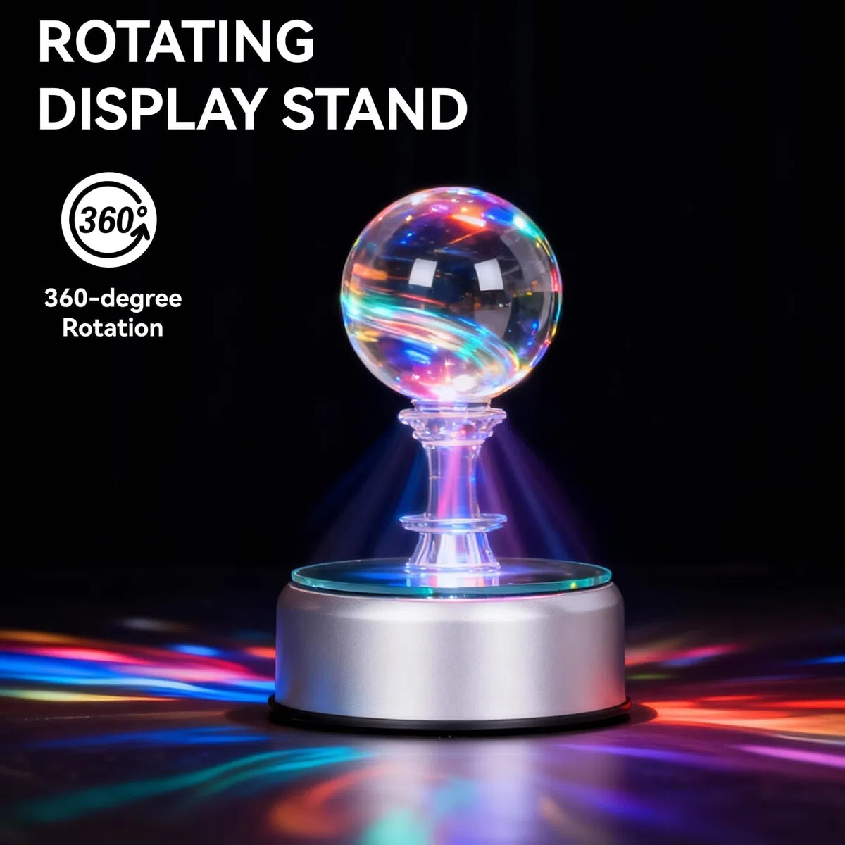 Espositore girevole, base per display girevole a LED Base luminosa colorata Base di visualizzazione in vetro Display a tazza Turner Statua girevole illuminata Piattaforma