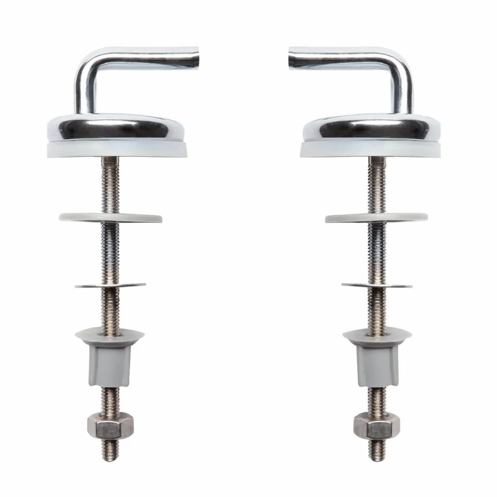 Schläfer 453810 | Cerniere Copriwater Universali, Coppia Cerniere di Ricambio Regolabili a S in Acciaio Inox Cromato, Ganci di Fissaggio per Tavoletta Wc