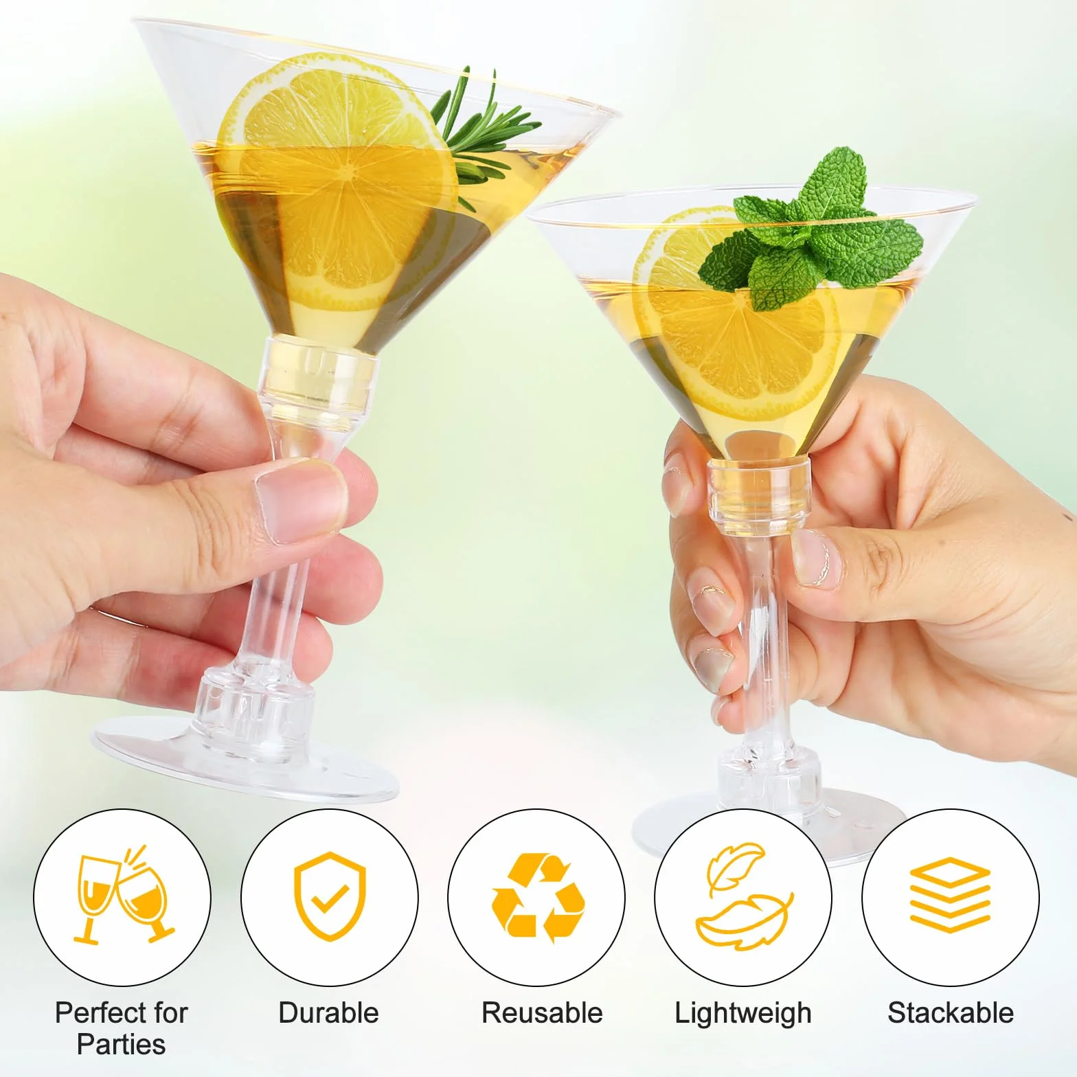 30 Pezzi Bicchieri da Martini in Plastica, 150ml/5oz Riutilizzabili Bicchieri da Margarita, Bicchiere Martini Trasparente, Bicchieri Margarita Cocktail per Compleanni, Matrimoni, Feste