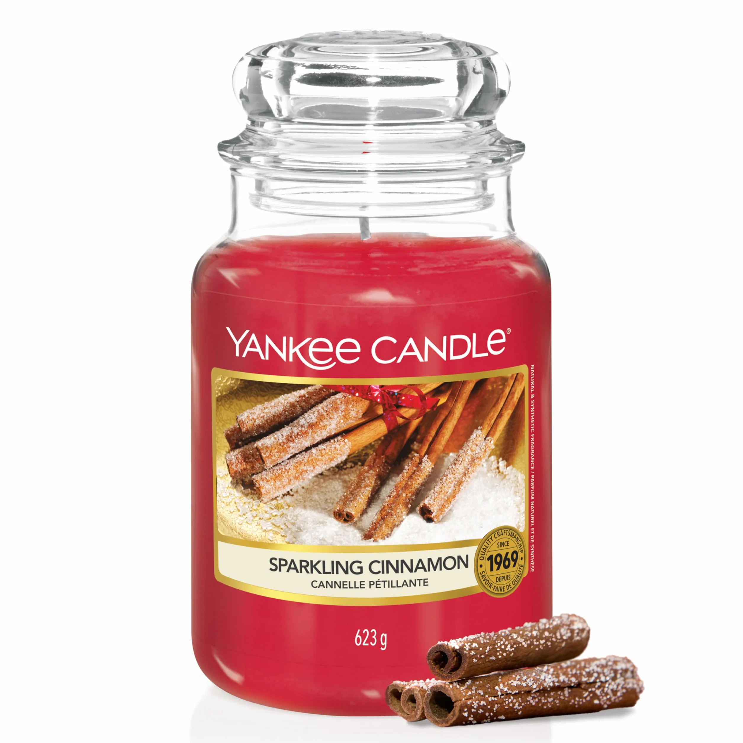 Yankee Candle Candela profumata in giara grande | Cannella Vivace | Durata Fino a 150 Ore