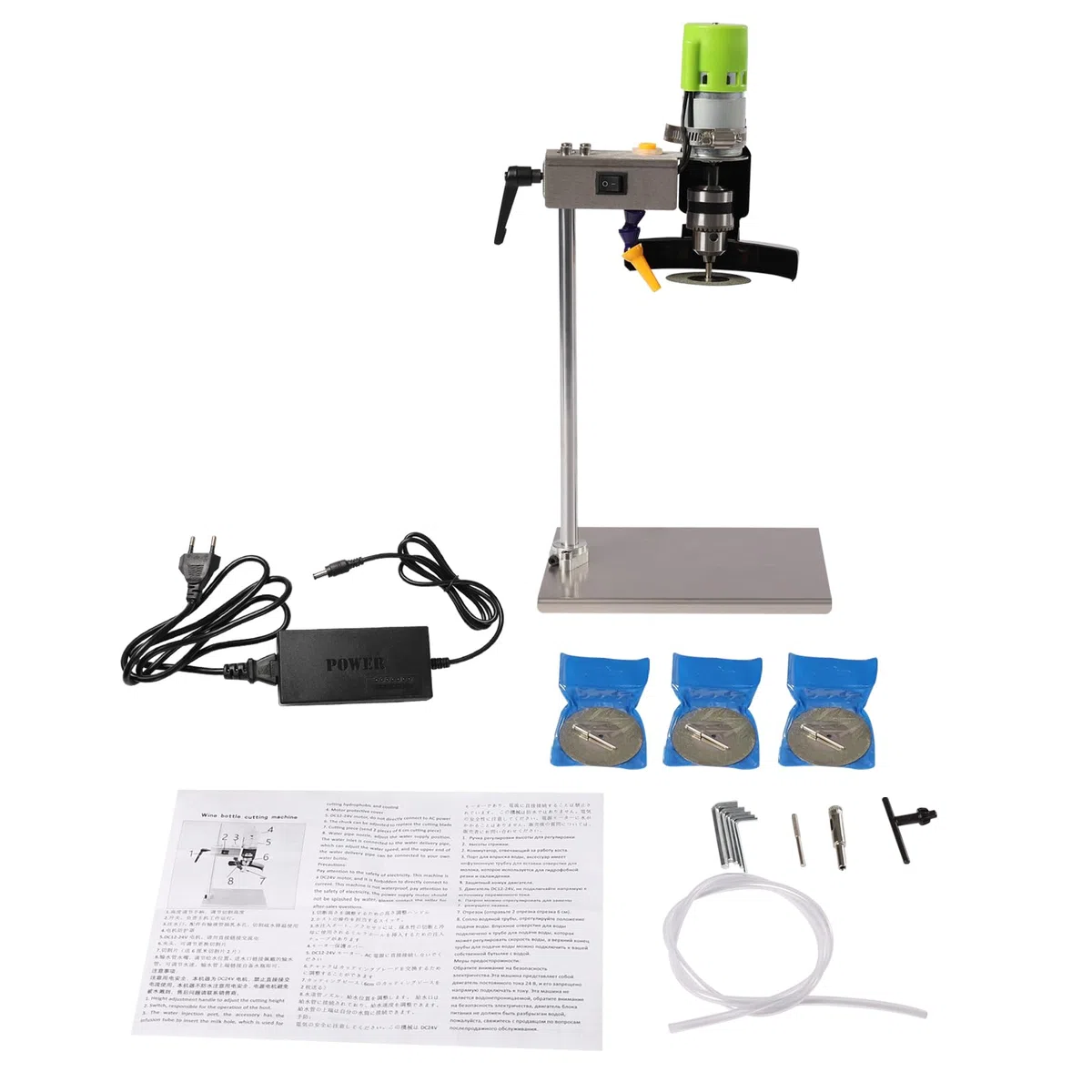 Macchina da taglio elettrica per bottiglie di vetro da 150W, tagliabottiglie elettrico per bottiglie di vetro, tagliavetro regolabile a velocità 6000 giri/min, utensile da taglio per bottiglie di vino