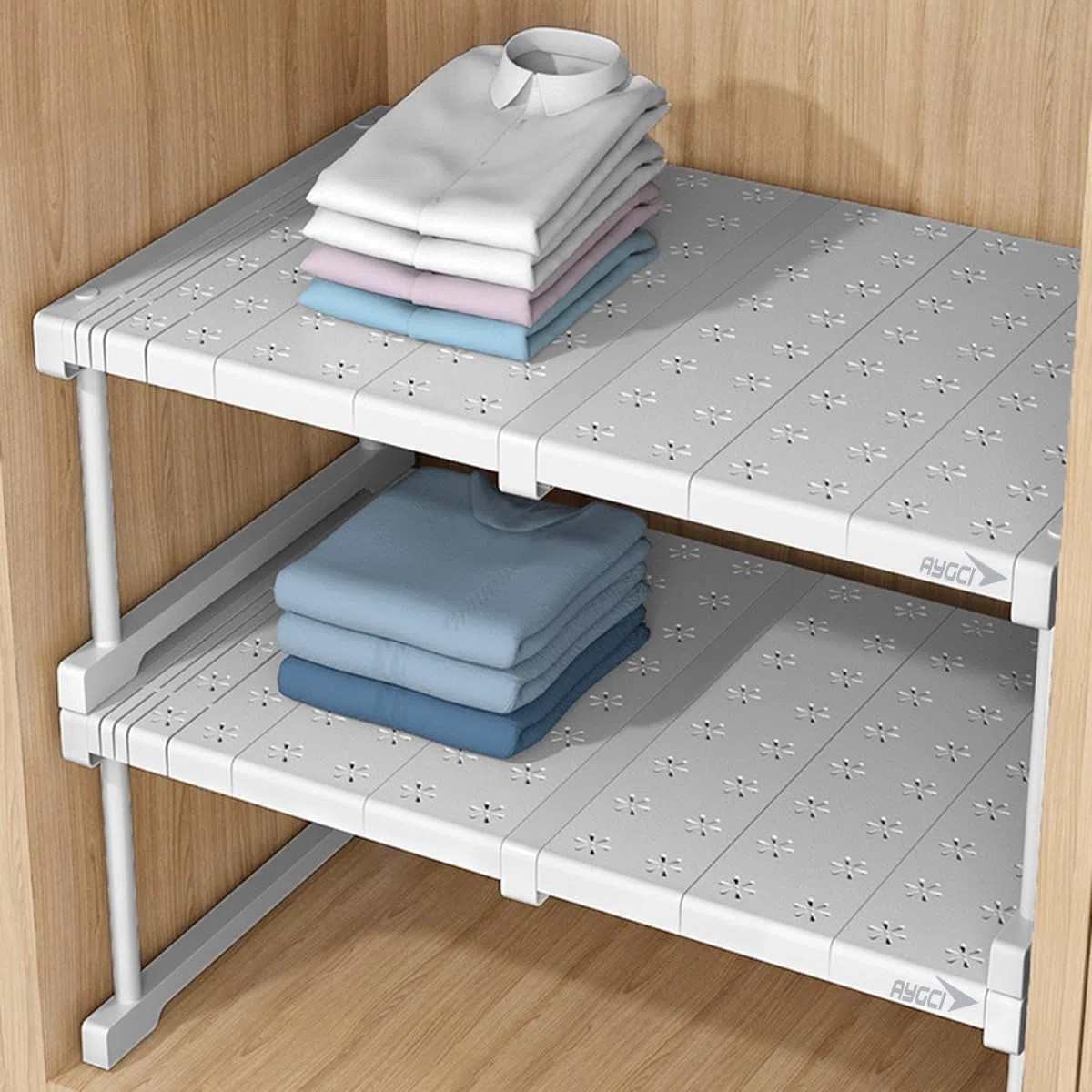 Scaffale Telescopico Estensibile per Armadio Divisori per Scaffali Acciaio Inossidabile Telescopico baby Armadi Separatori Organizer per Camera da Letto Bagno Cucina (Larghezza 42 [Lungo 27-38cm])