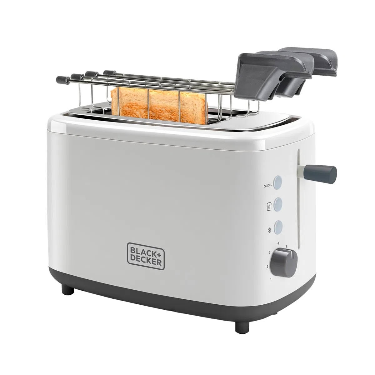 BLACK+DECKER BXTOA820E - Tostapane 820W | 2 Fessure | 3 Funzioni | 7 Livelli di Doratura | 2 Pinze per Tutti i Tipi di Pane | Funzione Stop | Vassoio Raccoglibriciole | Bianco