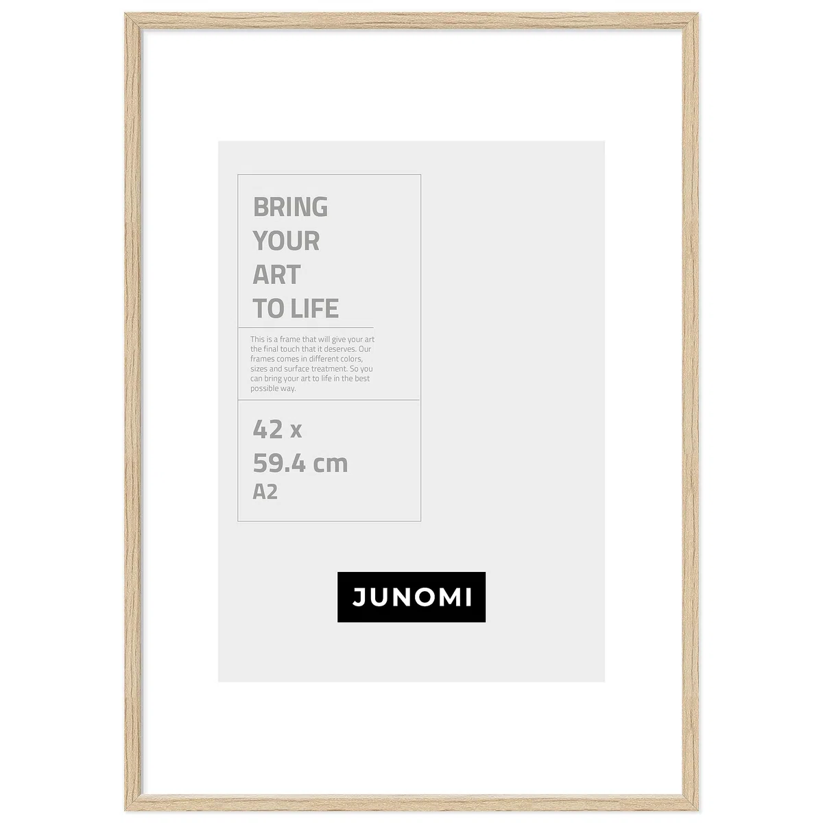 Cornice DIN A2 (42x59,4 cm) in legno colore rovere | Cornice per poster con vetro acrilico infrangibile | Montaggio a parete verticale e orizzontale | Profilo sottile