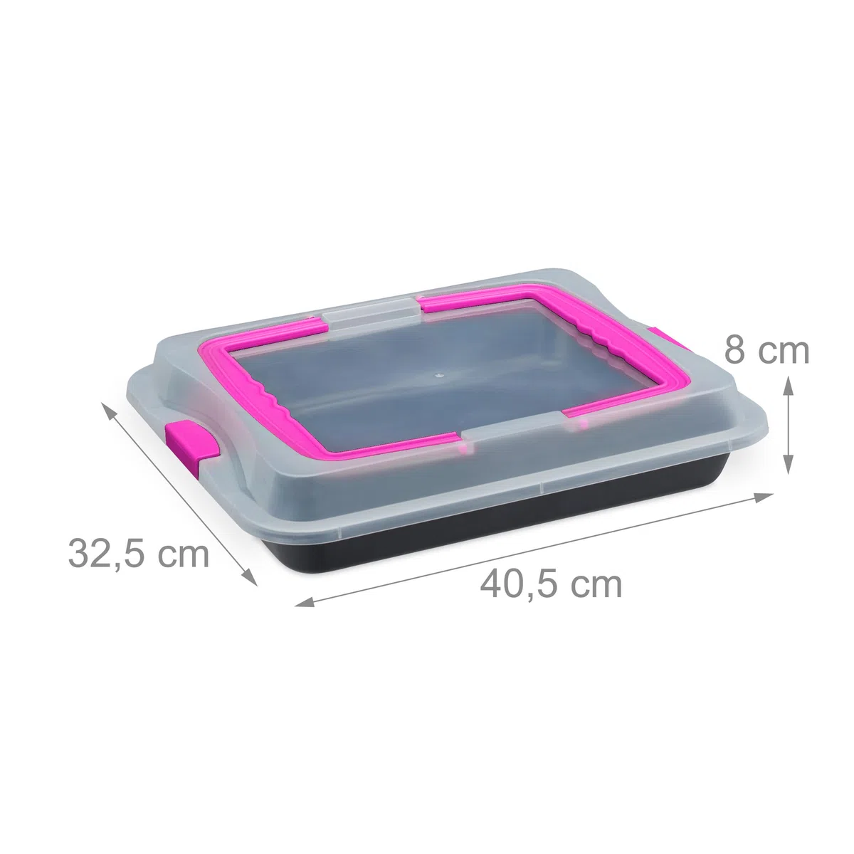 Relaxdays Teglia con Coperchio, Pirofila Rettangolare, Casseruola Portatorte con Manici, 3in1, LxP 40,5 x 32,5 cm, Rosa