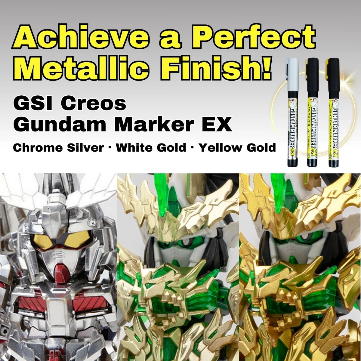 GSI Creos Gundam Marker EX - Set di 3 pennarelli XGMS100 e Sticky Note XGM100, XGM07, XGM08, per modelli in plastica