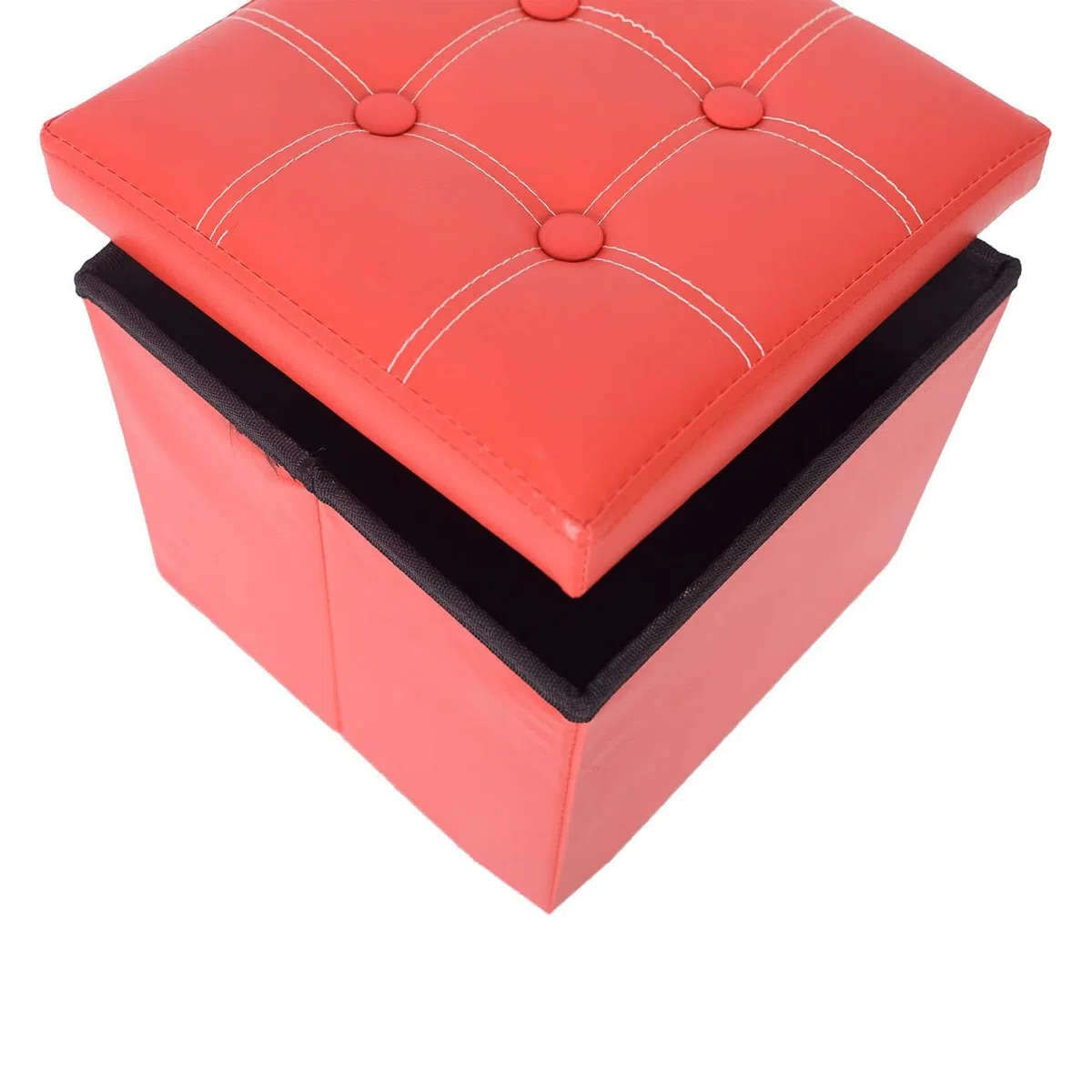 Rebecca Mobili Pouf Contenitore, poggiapiedi Seduta Rosso, cubo, Legno MDF Finta Pelle, Arredamento Moderno - Misure 30 x 30 x 30 cm (HxLxP) - Art. RE4900