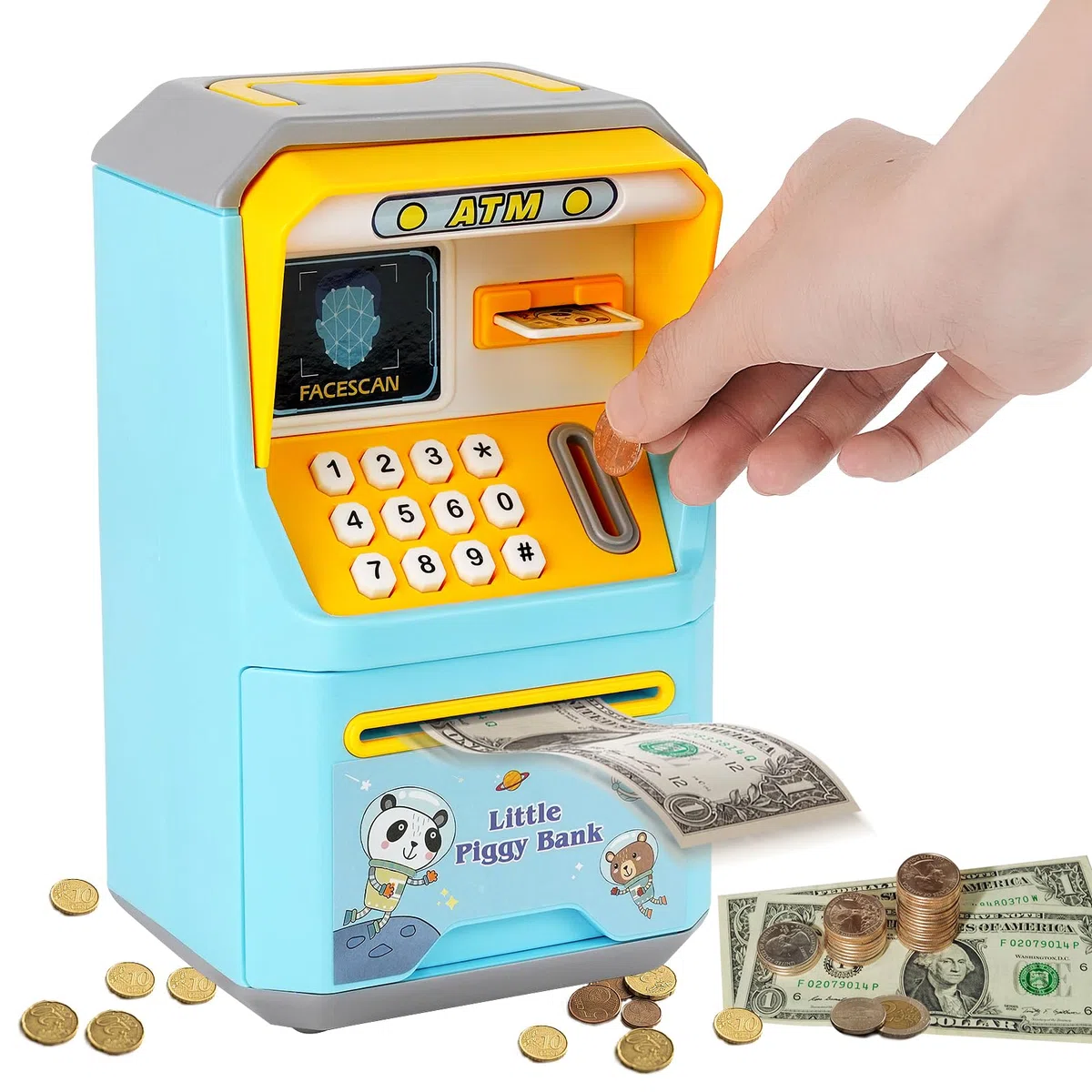 Salvadanaio elettronico per bambini, salvadanaio a forma di maialino, cassaforte per bambini, salvadanaio ATM con password, scatola per risparmiare denaro con inserimento automatico di