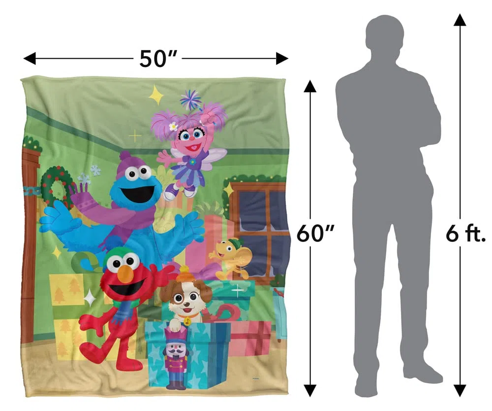 Sesame Street Furry Friends Forever Elmo Abby Cookie Monster, coperta per bambini setosa al tatto, 152 x 127 cm