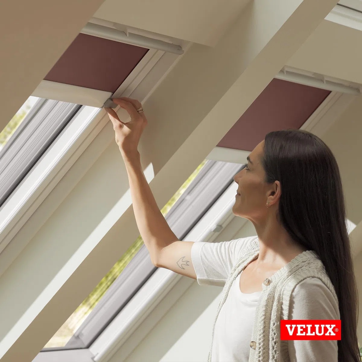 VELUX Originale Tenda Oscurante Solare (DSL), MK04, Beige Chiaro, Telaio Bianco