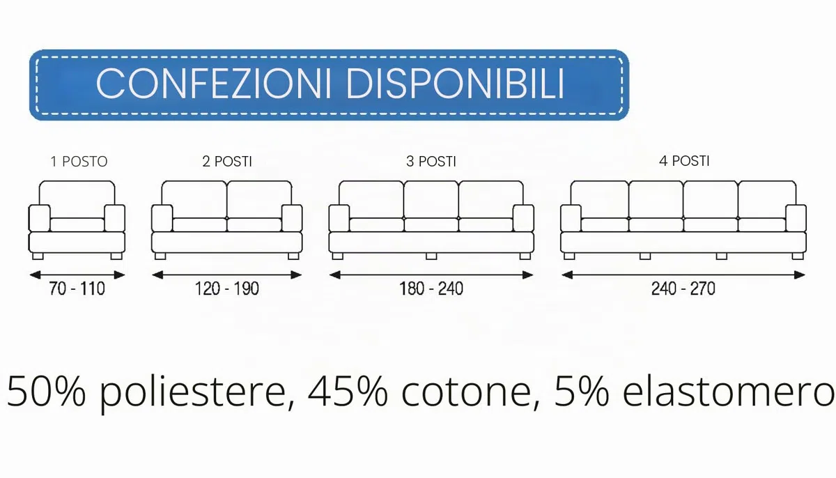 Martina Home Custodia di Divano Elasticizzato Modello Mejico 3 posti Beige, tela