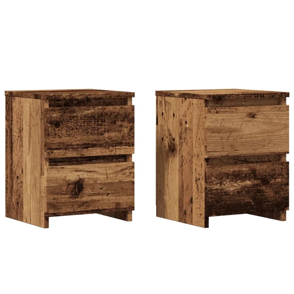 vidaXL Comodini 2 pz Legno Antico 30x30x40 cm in Legno Multistrato