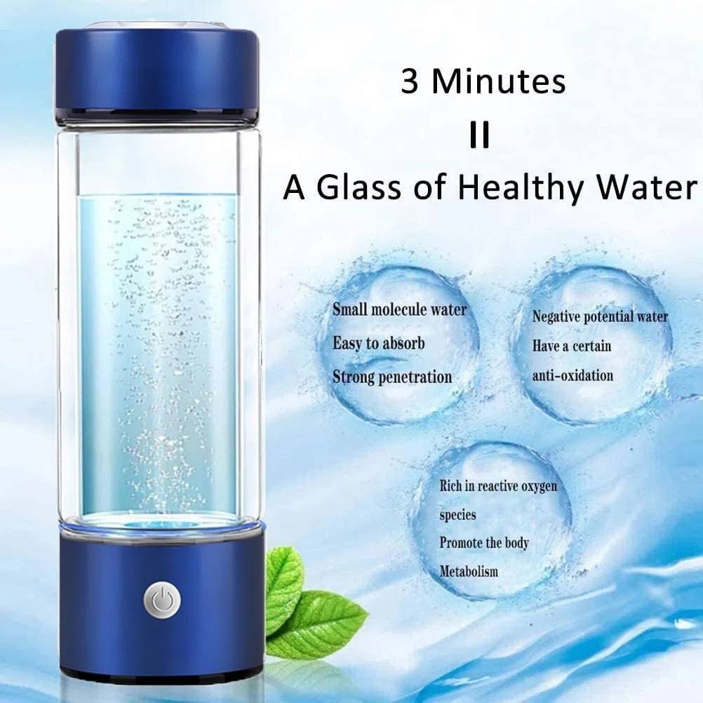 Esenlong Bottiglia Acqua All'idrogeno, Generatore di Acqua Idrogenata Ionizzatore, Portatile Tazza Ricca Idrogeno Bottiglia d'Acqua Ricca di idrogeno Creatore di ioni Filtro (Blu)