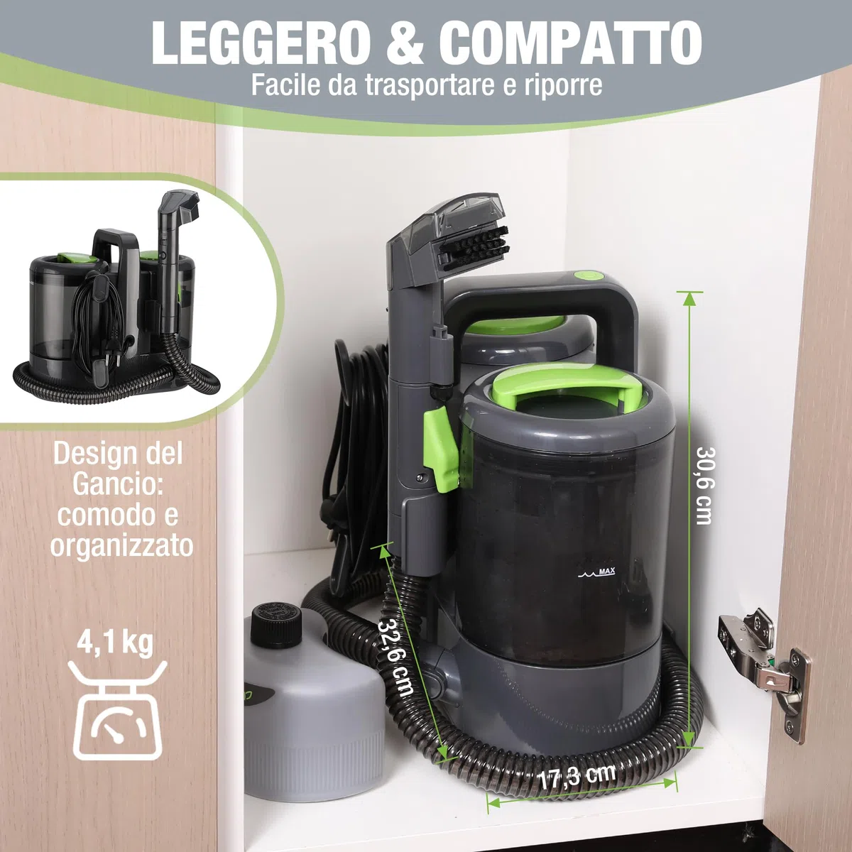 WORKPRO Lavatappeti Portatile 450W, Lava Tappezzeria, Pulitore Tappezzeria, Ideale per Pulisci Scale, Divano, Sedili Auto, Moquette e Tappeti, lava Divani