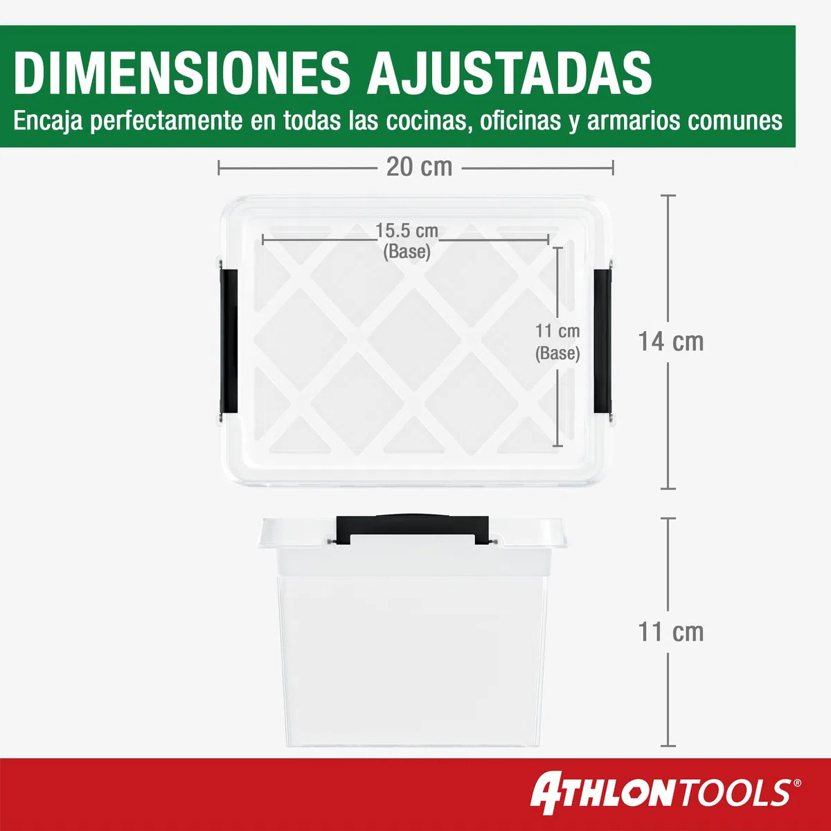 ATHLON TOOLS Set di 10 contenitori da 2L con coperchio – 100% materiale vergine – trasparenti – senza BPA – contenitori impilabili – clip di chiusura grigie – quasi ermetici – organizer