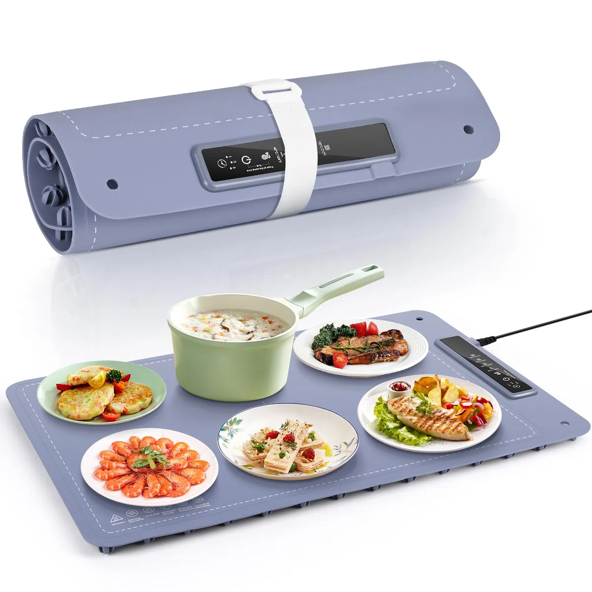 Euakee Vassoio Riscaldante Elettrico, Scaldavivande Elettrico Portatile con Temperature Regolabili da 40°C a 100°C e Timer, per Feste, Ristoranti, Domestiche, 61 x 40 x 2,4 cm (01)