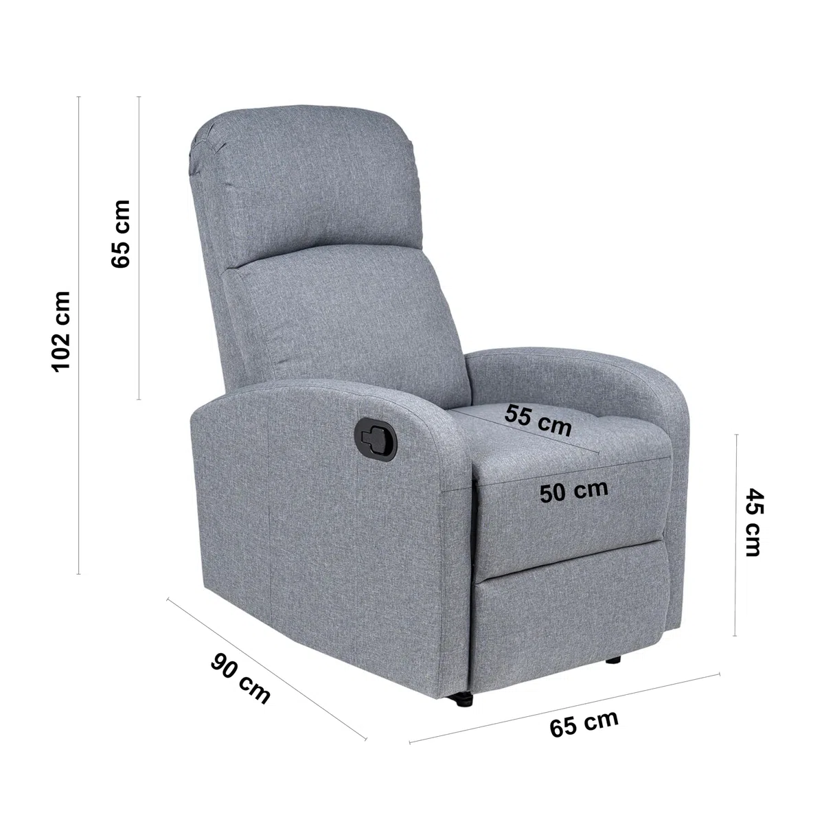 Gremium Poltrona Relax Reclinabile a Letto Con Seduta Ergonomica In Tessuto, Schienale Regolabile e Doppio Cuscino Per Arredo Salotto, Soggiorno e Ufficio