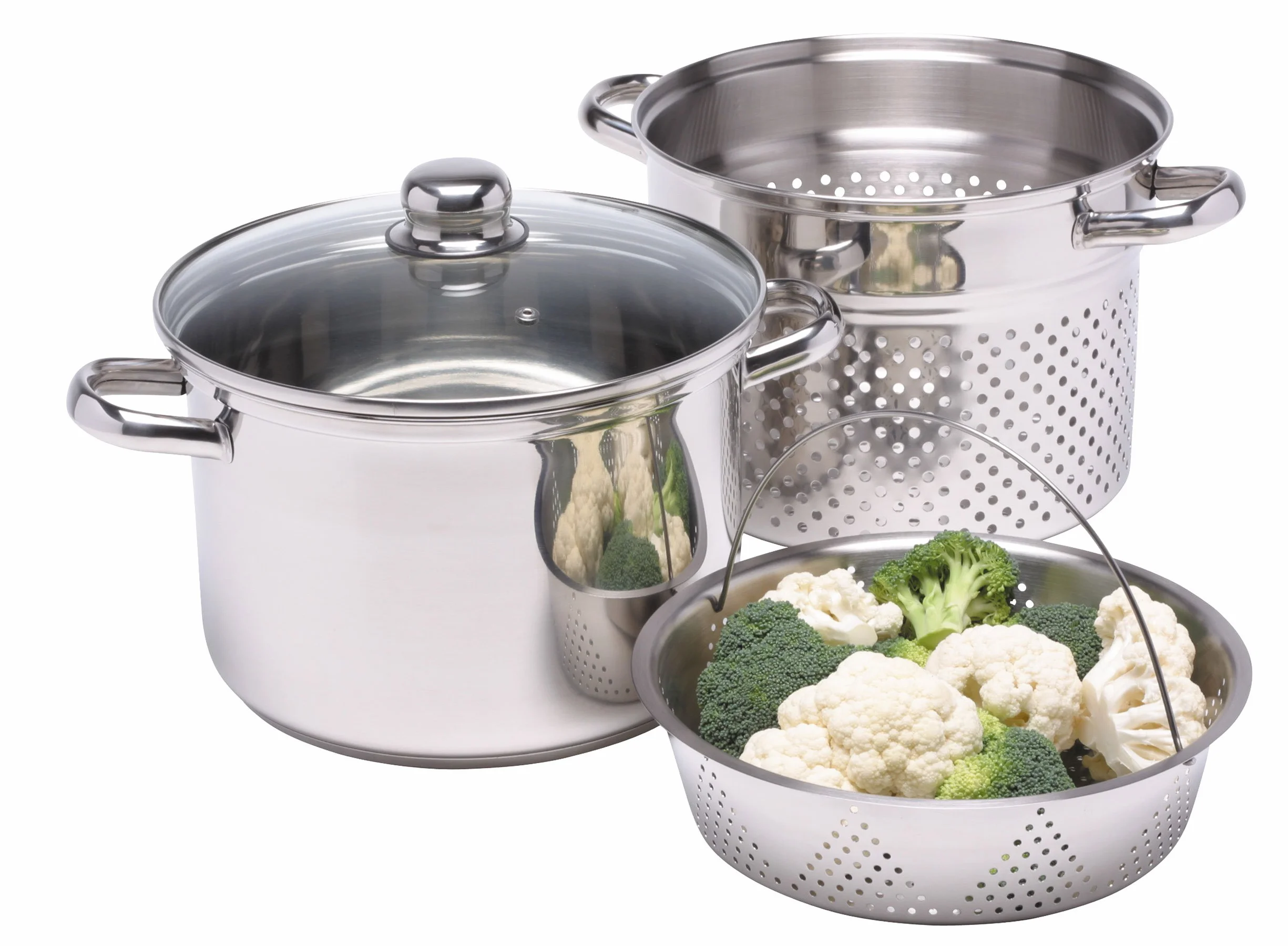 Kitchen Craft Italian Collection Pentola per pasta in acciaio INOX con inserto per cottura al vapore, 20 cm