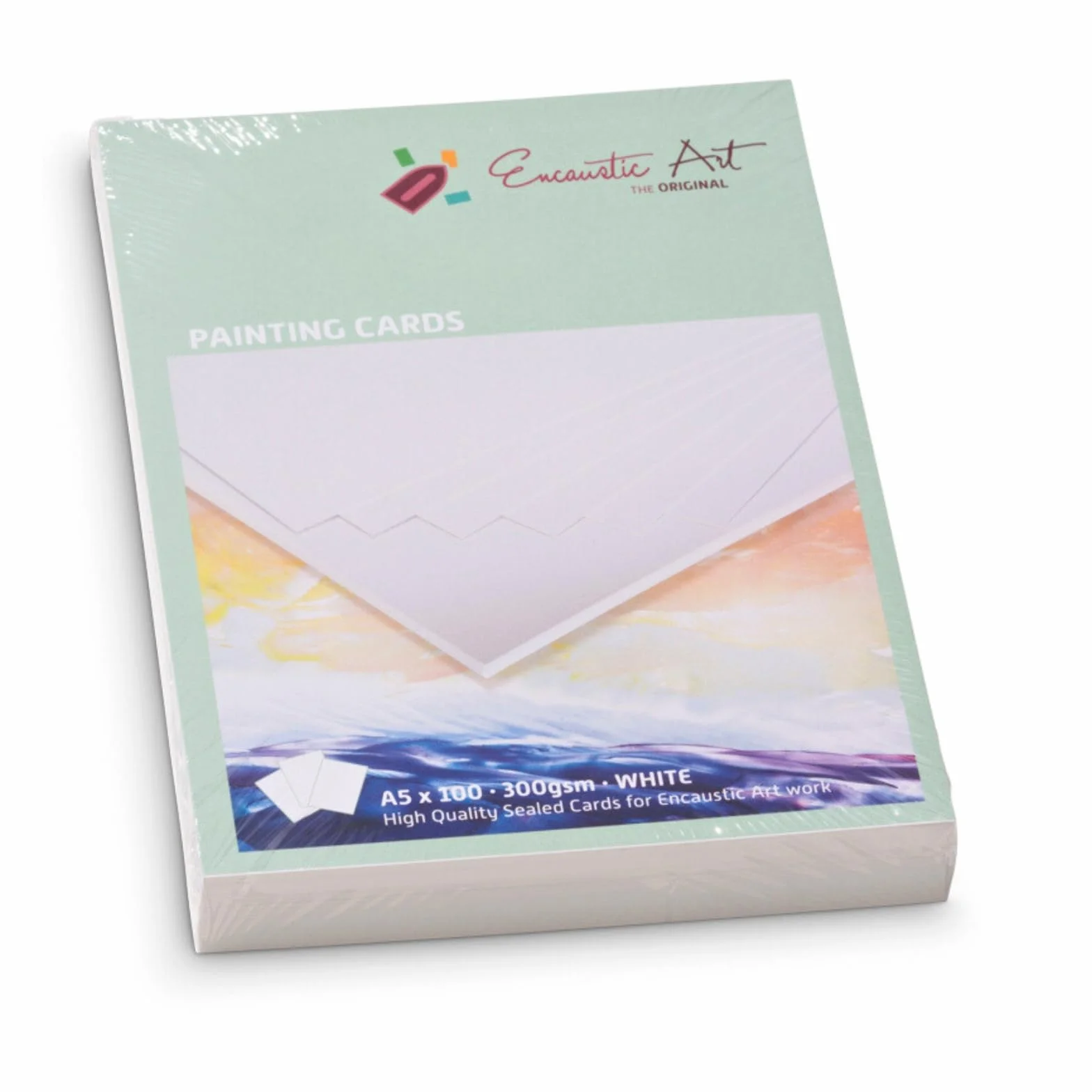 Encaustic Art The Original - Biglietti da colorare, formato A5, 100 fogli, carta Encaustica liscia, formato DIN A5, per penna Encaustica, pittura e gesso pastello, carta bianca per principianti e